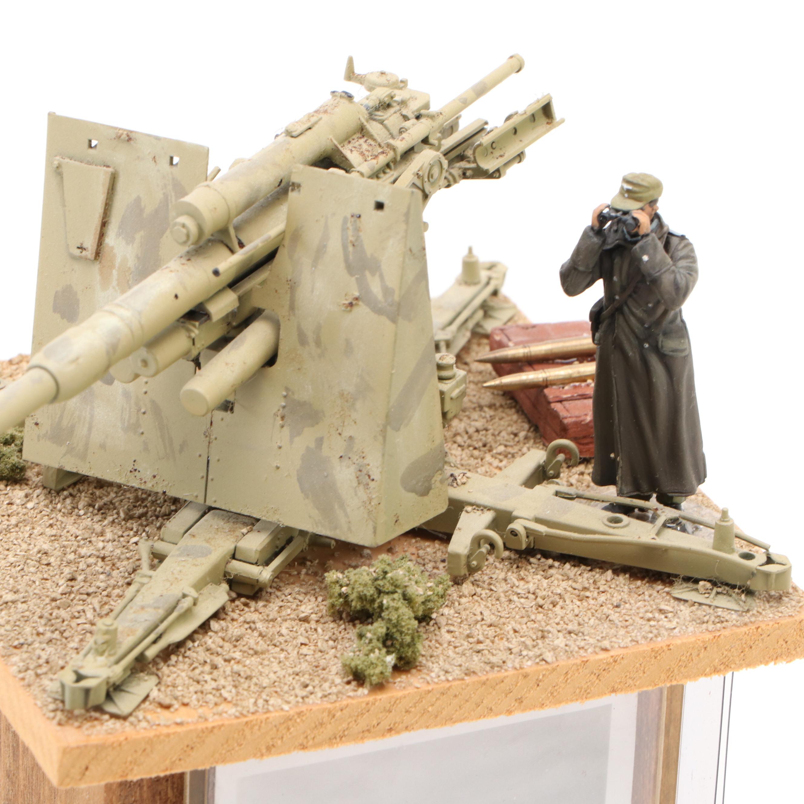 WWII Model Dioramas with Tanks, Military Equipment, and Photographs