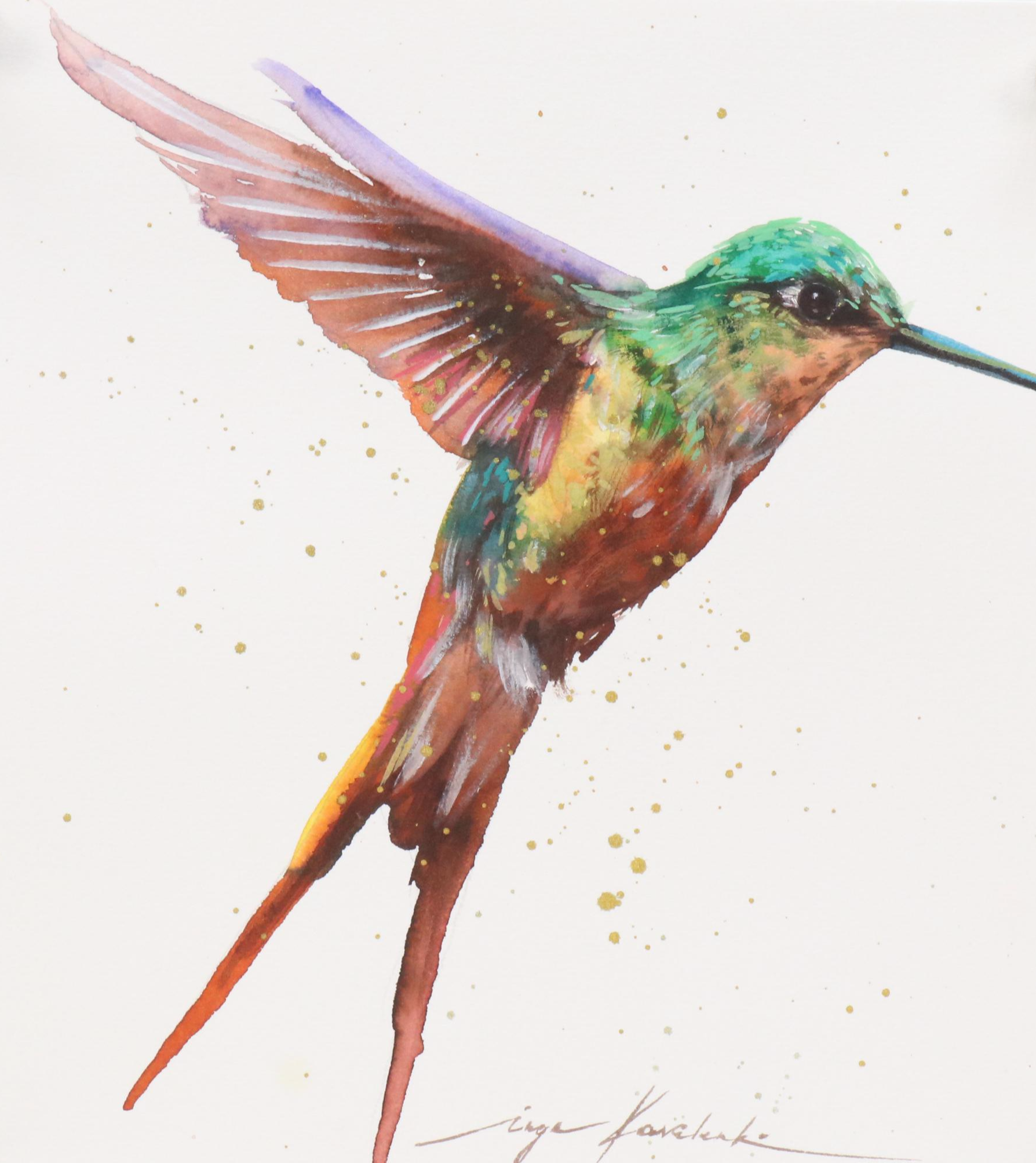 Inga Kovalenko Watercolor Painting of Hummingbird, 2025