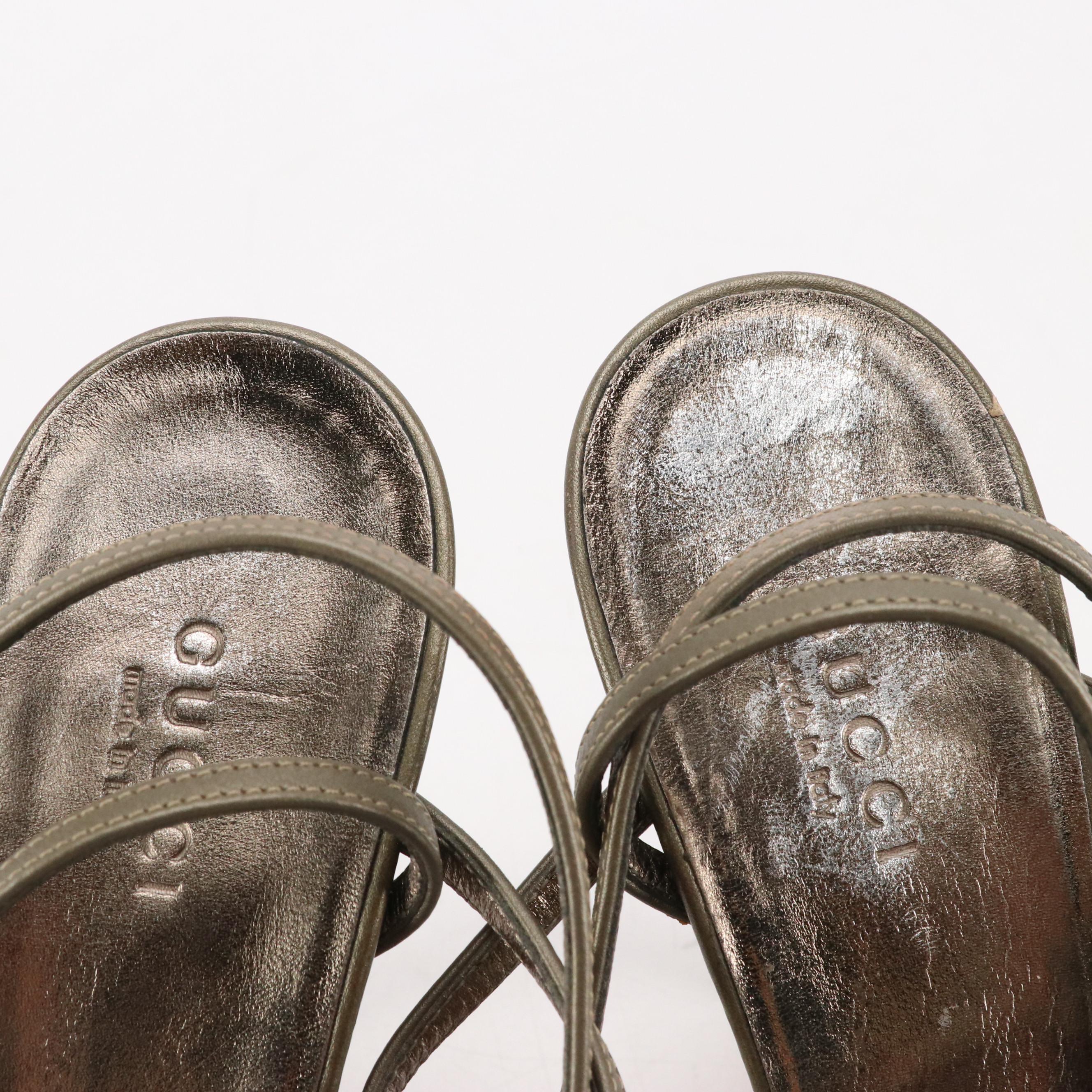 Gucci Leather Strappy Sandals with GG Logo Hardware