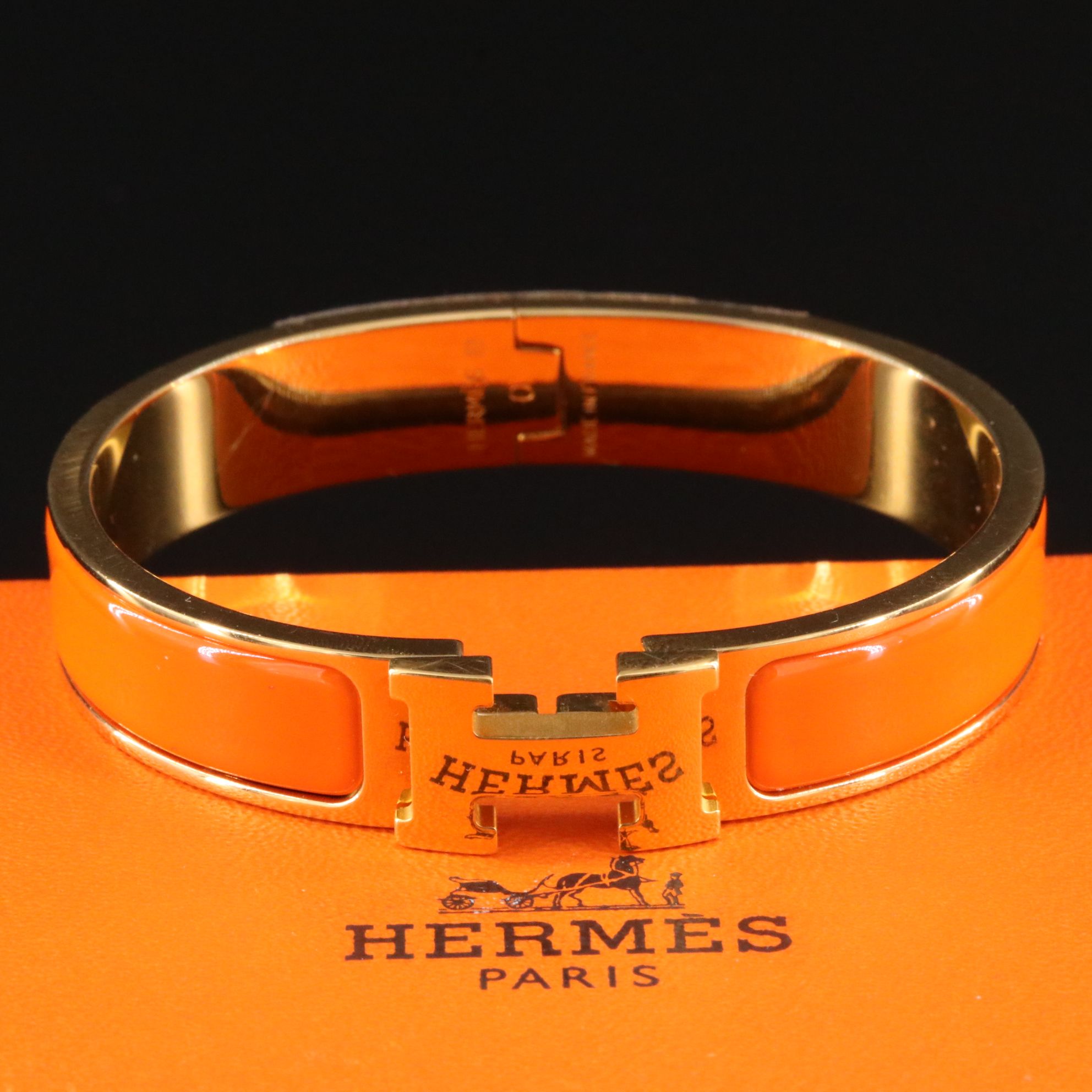 Hermès Clic H Bracelet in Signature Orange Enamel