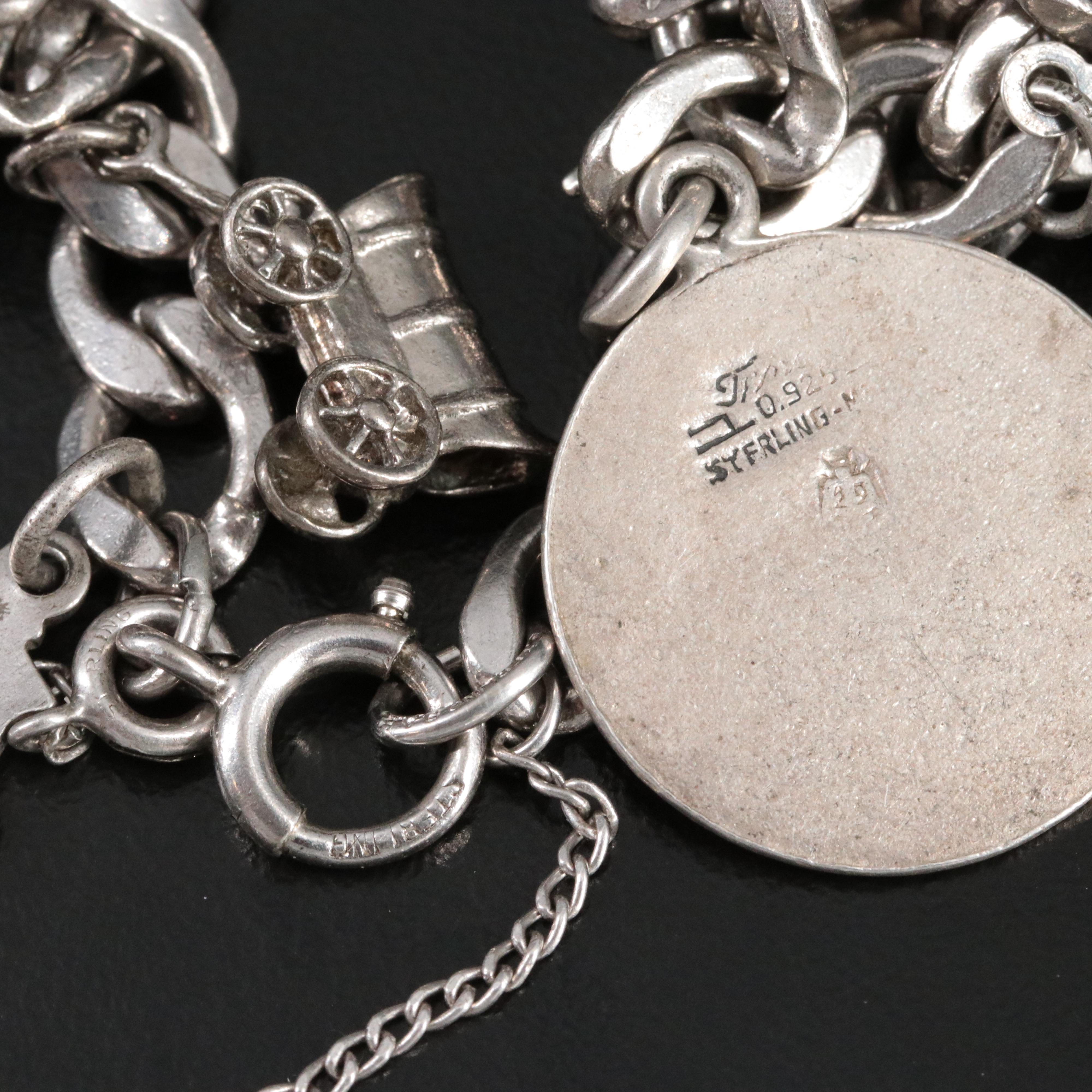 Vintage Sterling Travel Charm Bracelet