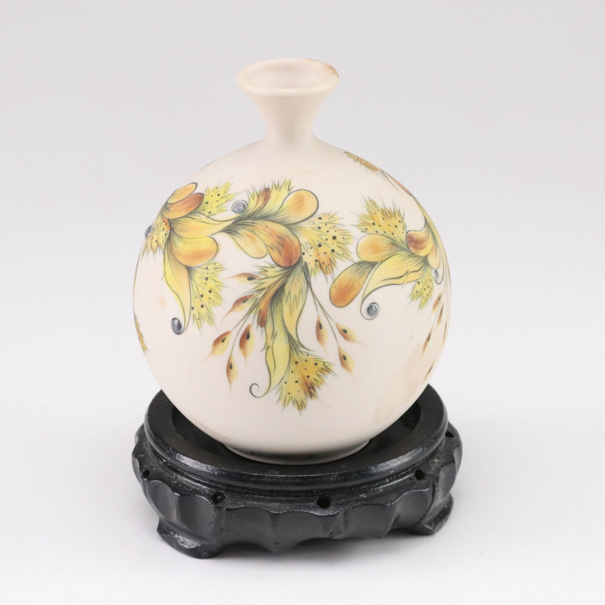 Hand-Painted Ceramic Vases with Stands