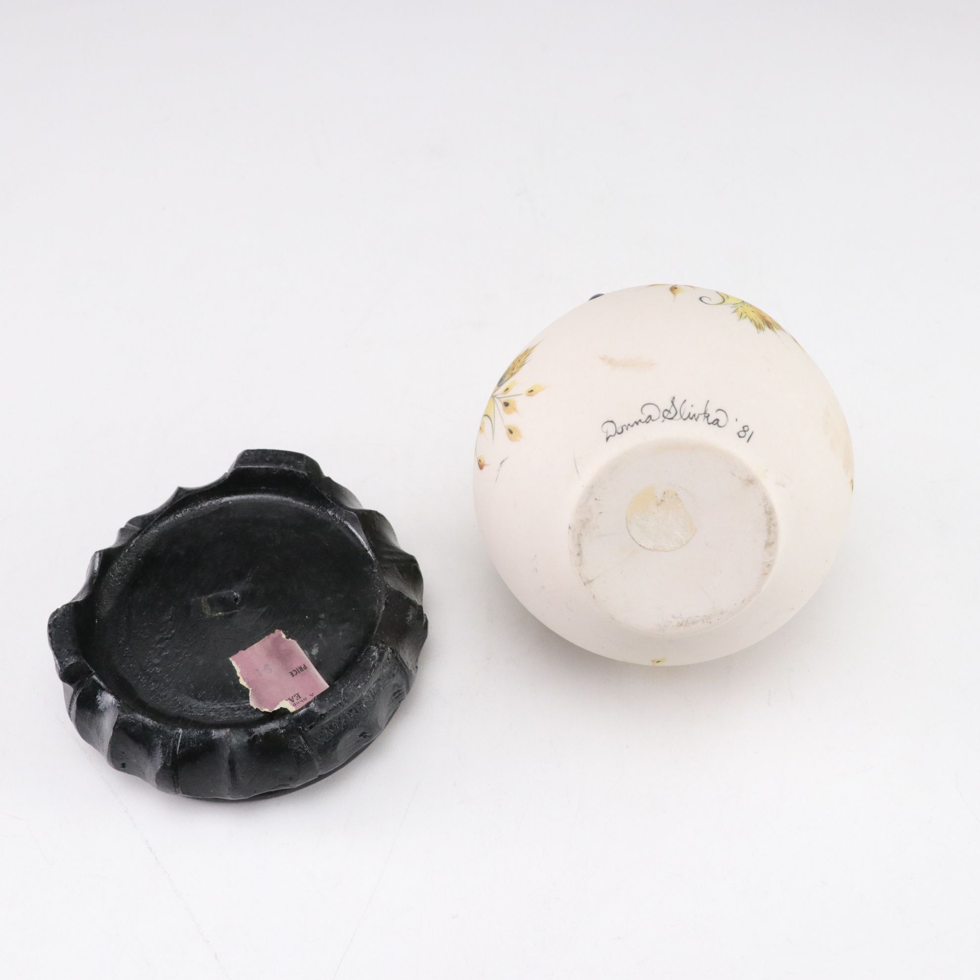 Hand-Painted Ceramic Vases with Stands