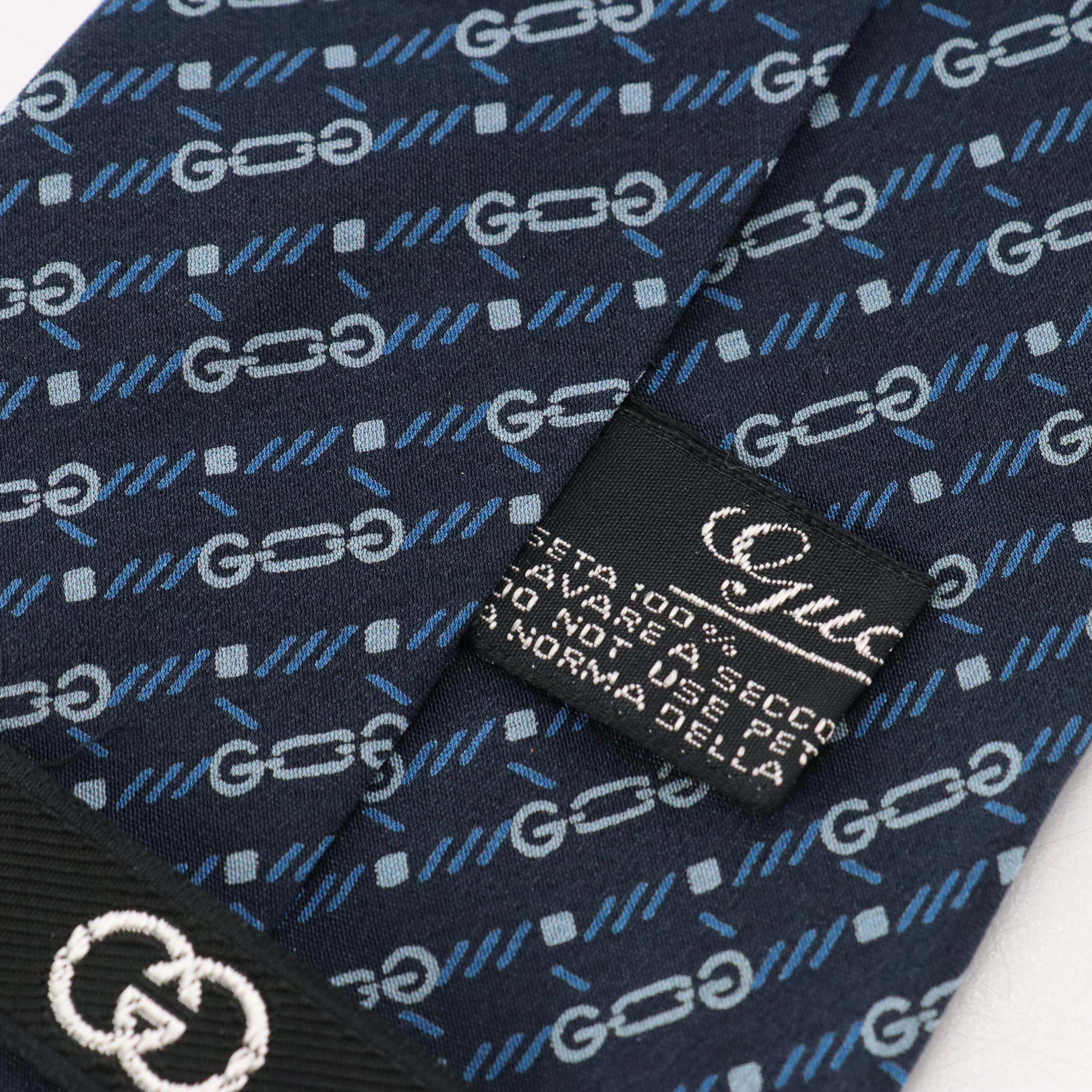 Gucci Blue GG Printed Silk Necktie