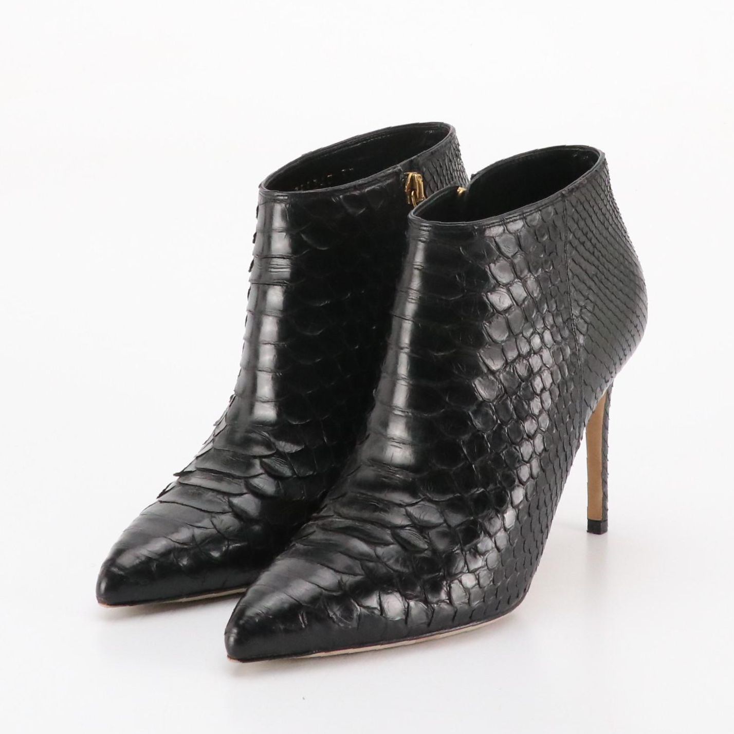 Gucci Black Snakeskin Pointy Toe Ankle Boots