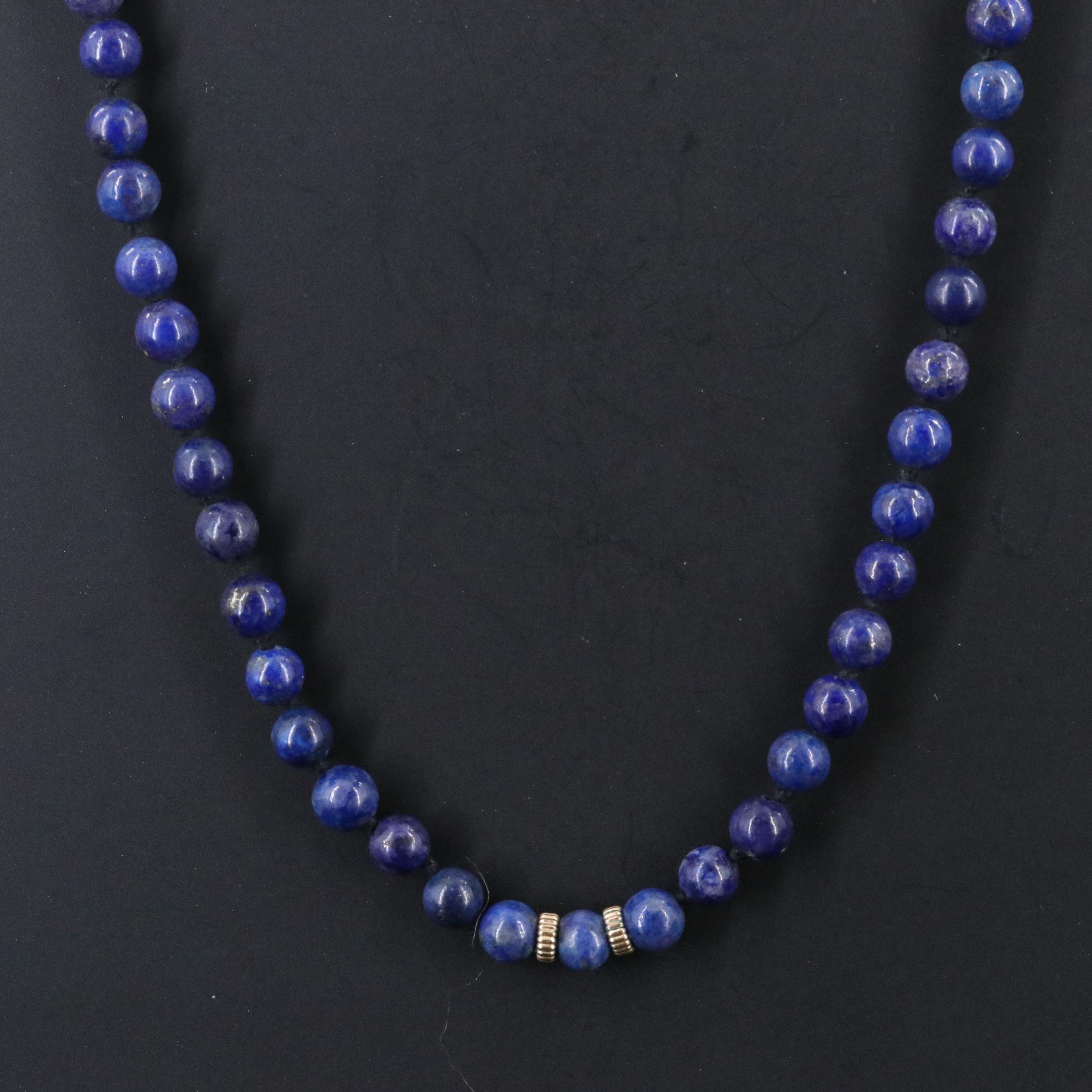 14K Lapis Lazuli Earrings, Bracelet and Endless Necklace