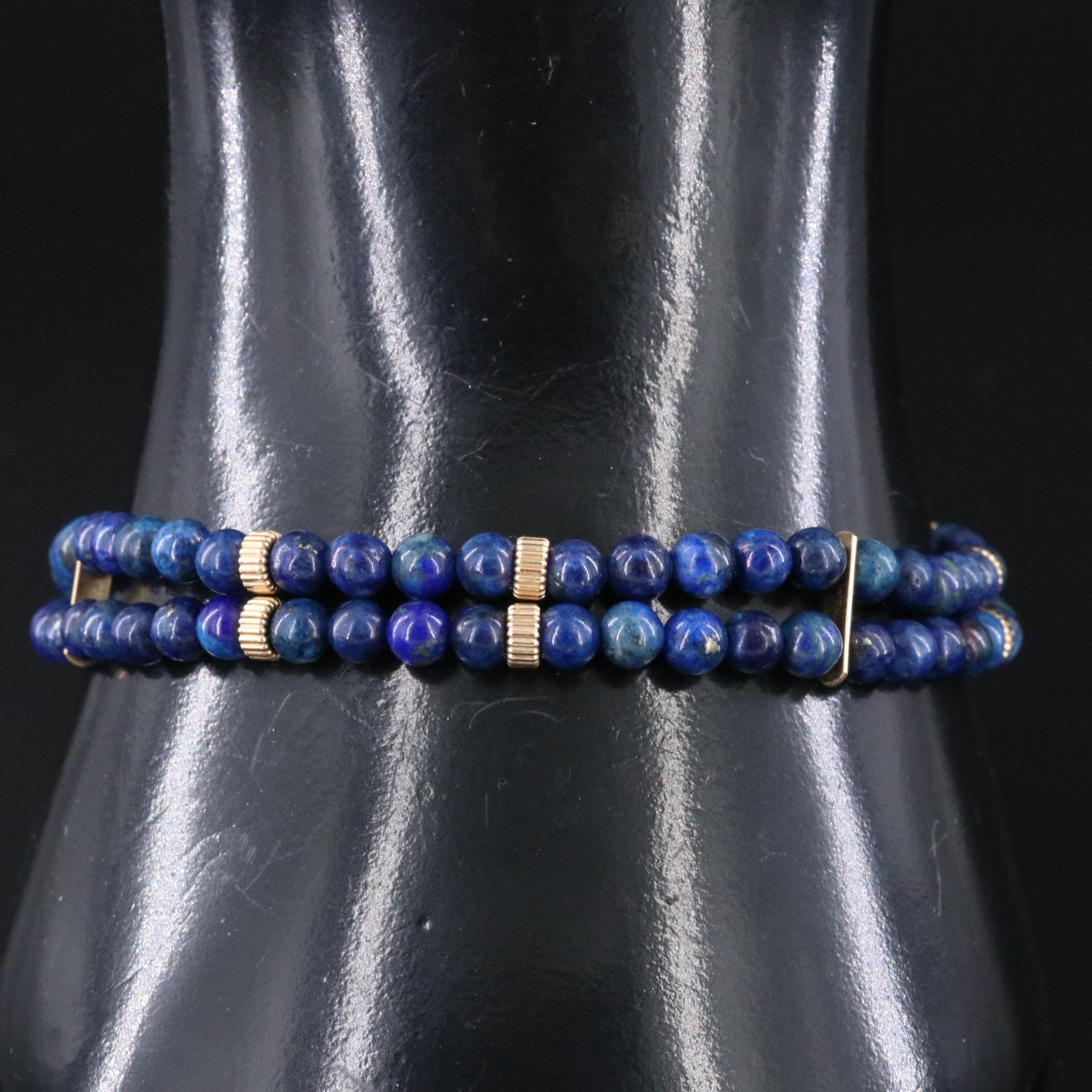 14K Lapis Lazuli Earrings, Bracelet and Endless Necklace