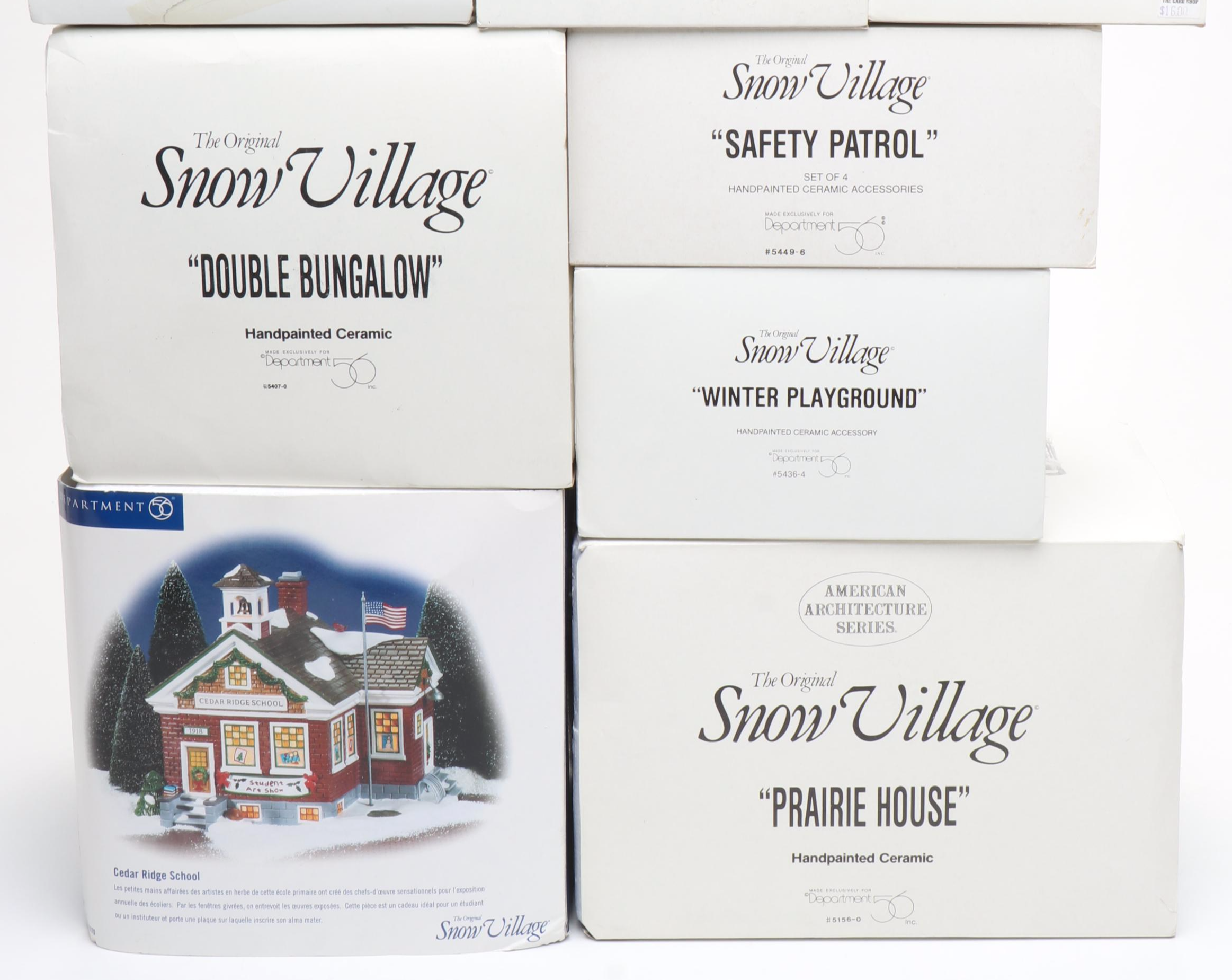 Department 56 Porcelain Christmas Village Featuring "Double Bungalow" with More