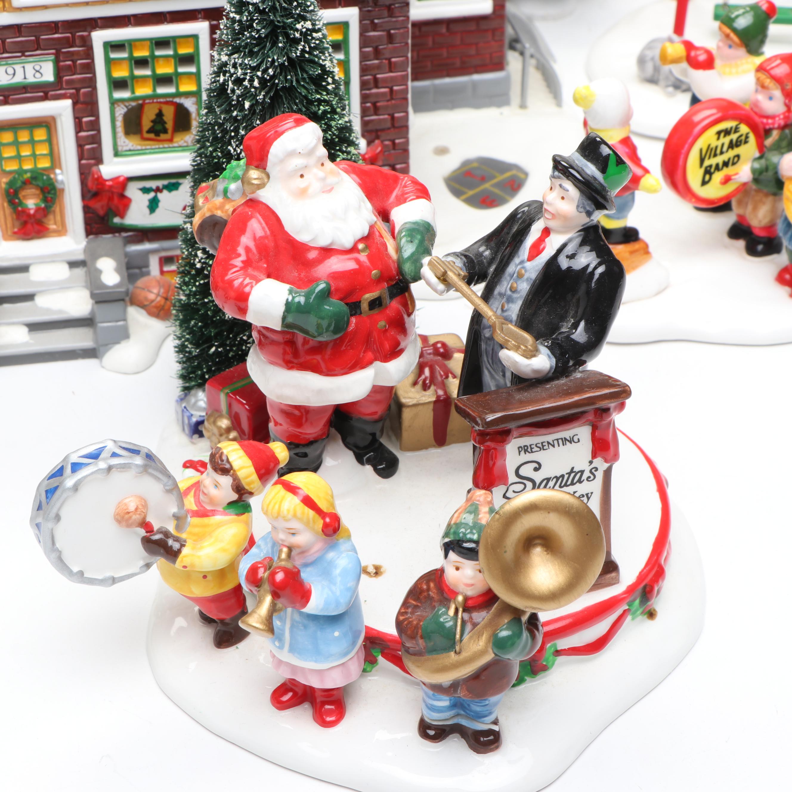 Department 56 Porcelain Christmas Village Featuring "Double Bungalow" with More