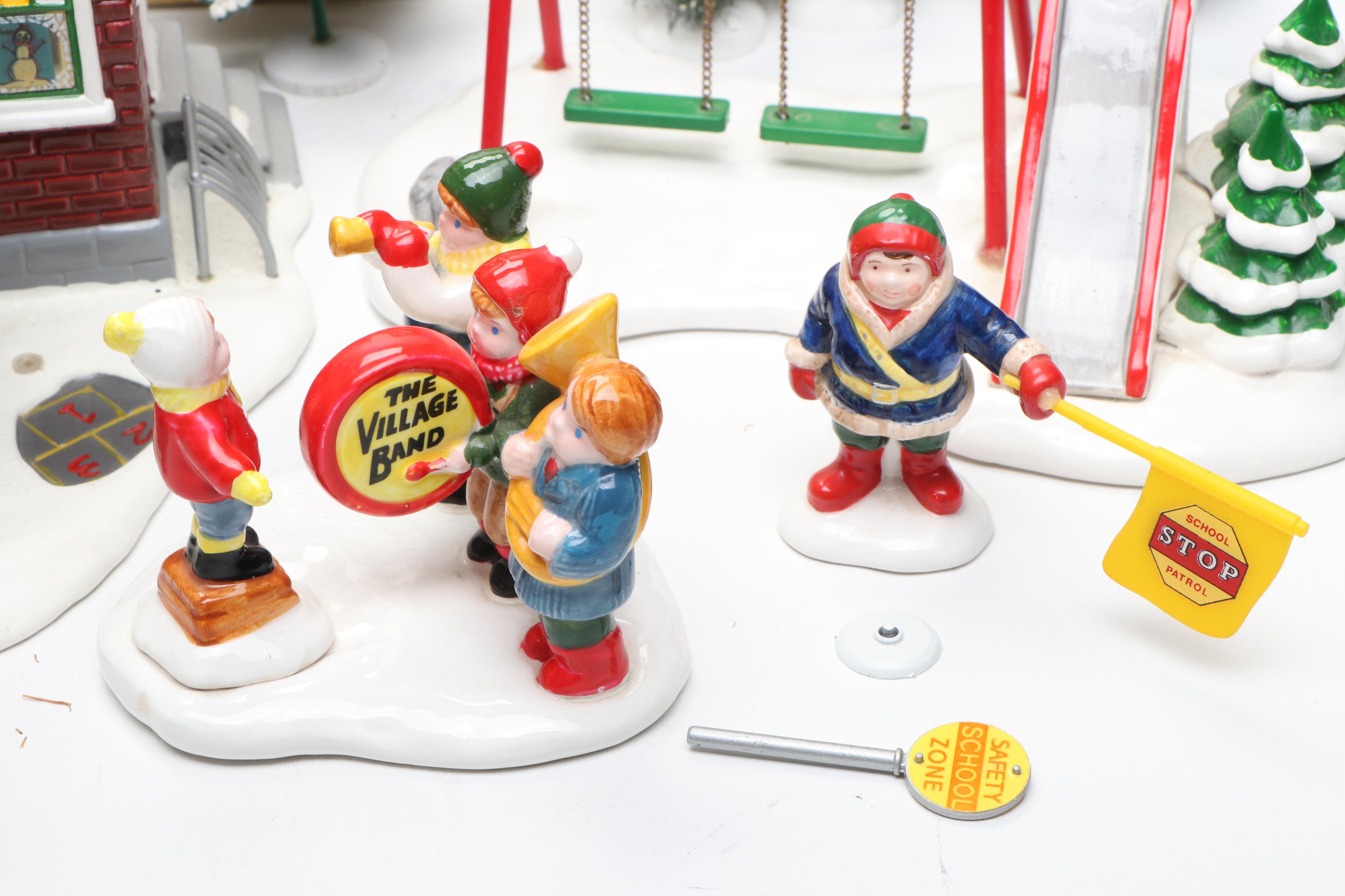 Department 56 Porcelain Christmas Village Featuring "Double Bungalow" with More