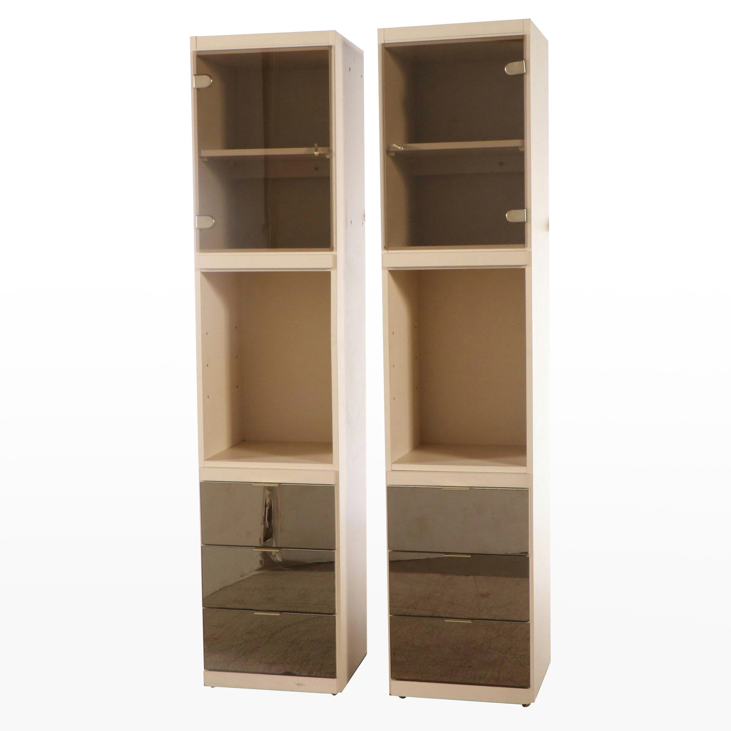Pair of Postmodernist Smoked Mirrored Glass and Laminate Cabinets, Late 20th C.