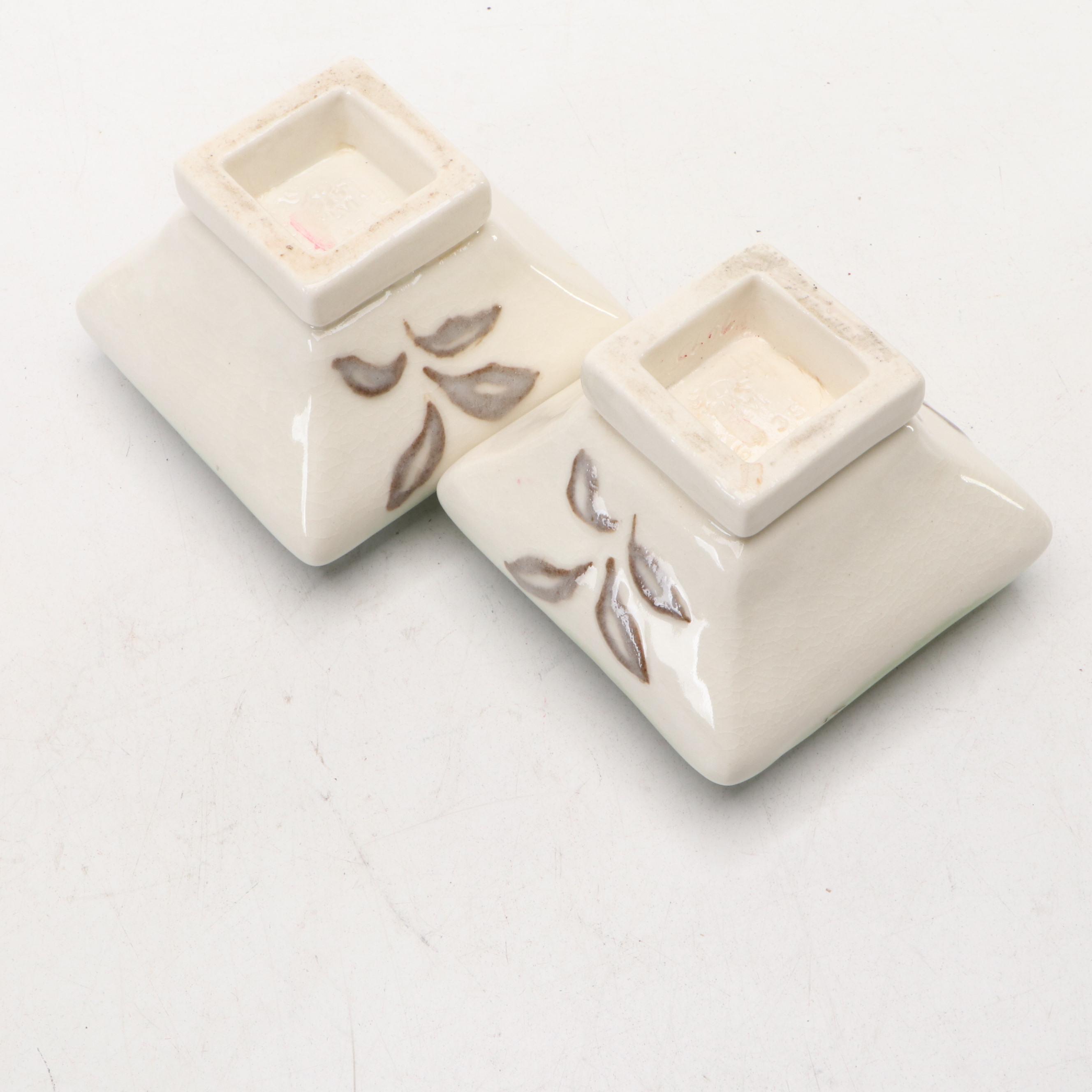 Loretta Holtkamp for Rookwood Pottery Pair of Candlesticks, 1956