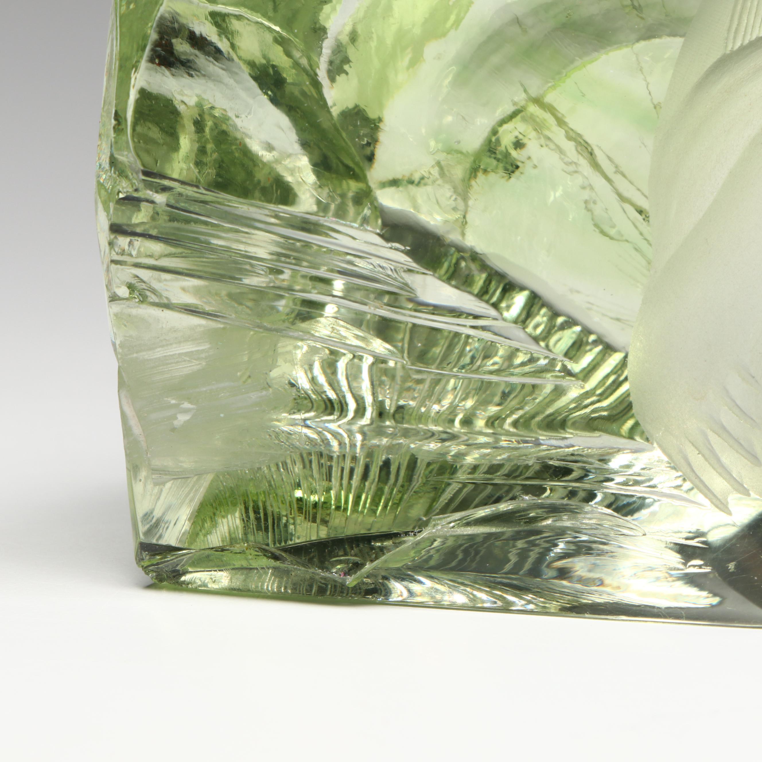 Vicke Lindstrand Walrus Satin Etched Glass Sculpture, Mid to Late 20th Century