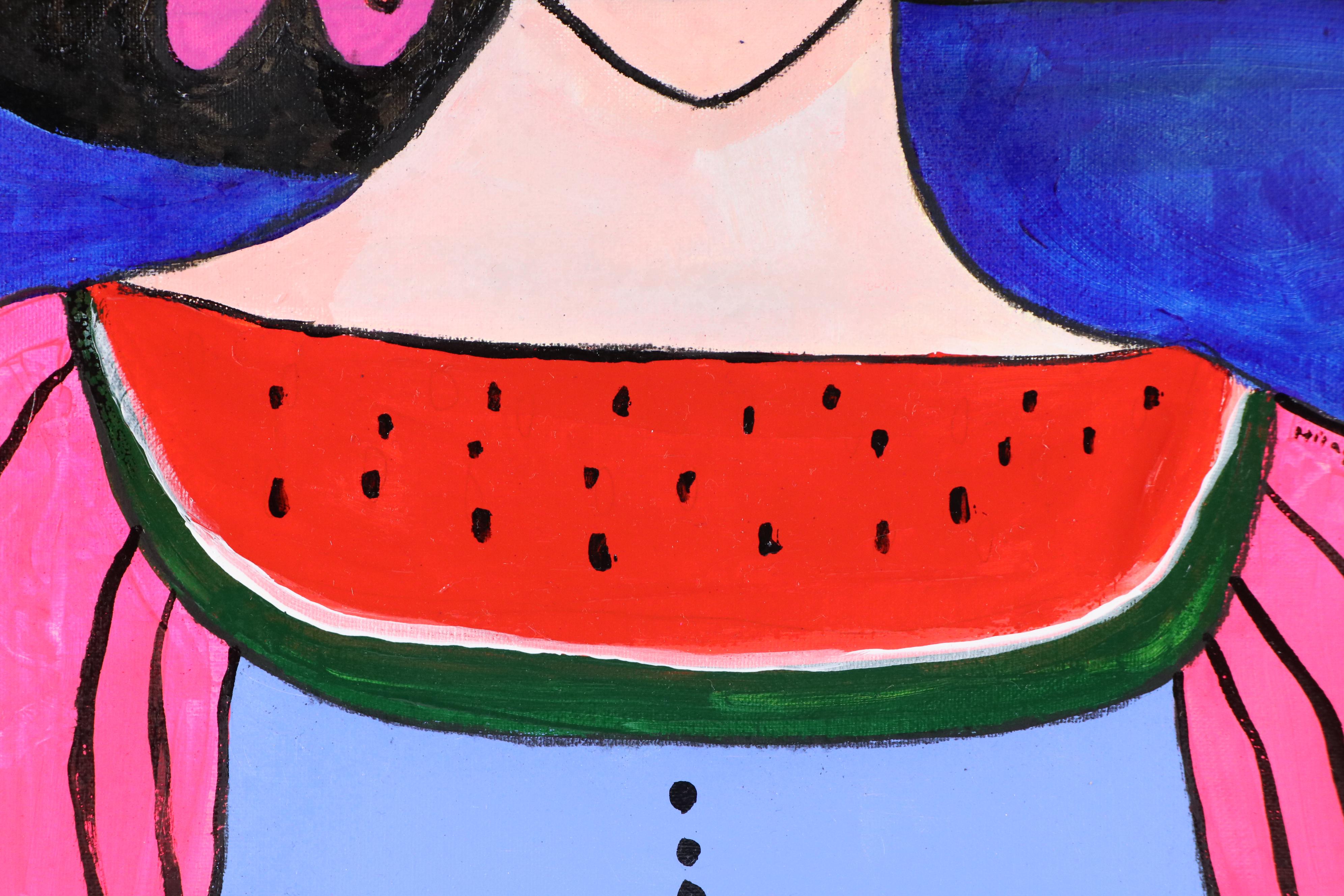 Milagros Pongo Stylized Mixed Media Portrait of Frida Kahlo, 2024