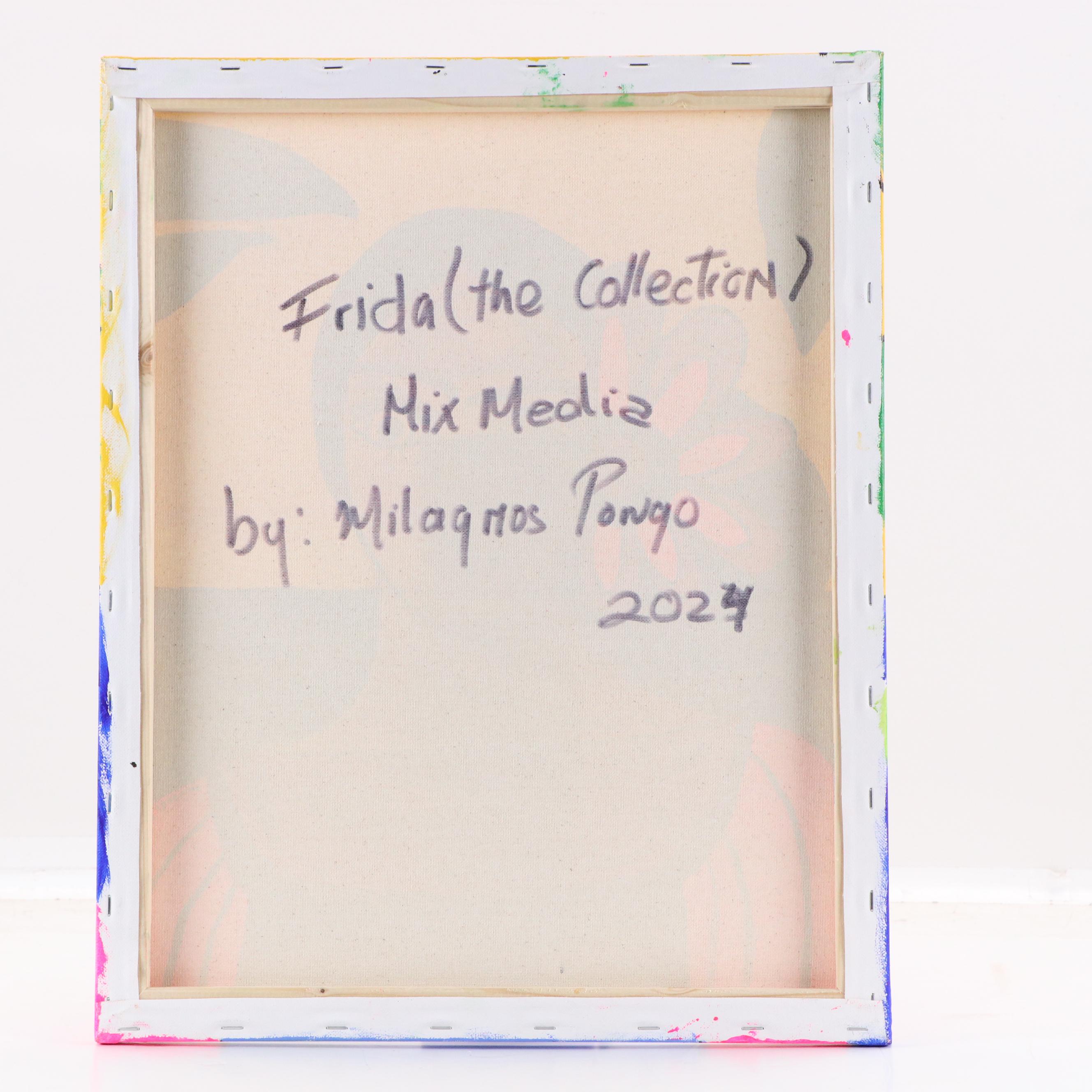 Milagros Pongo Stylized Mixed Media Portrait of Frida Kahlo, 2024