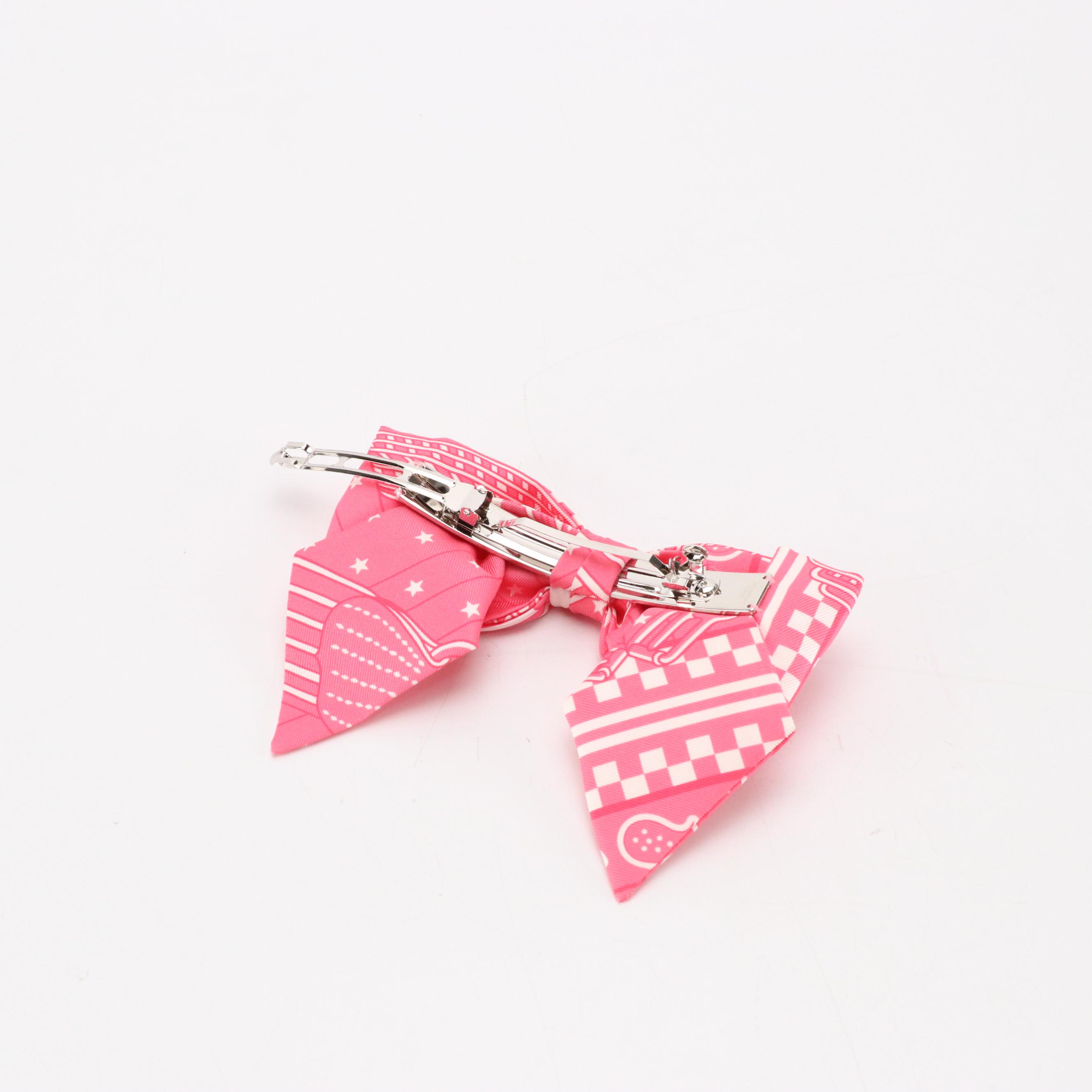 Hermès "Sangles en Zigzag Bandana" Silk Twill Grenelle PM Hair Clip with Box