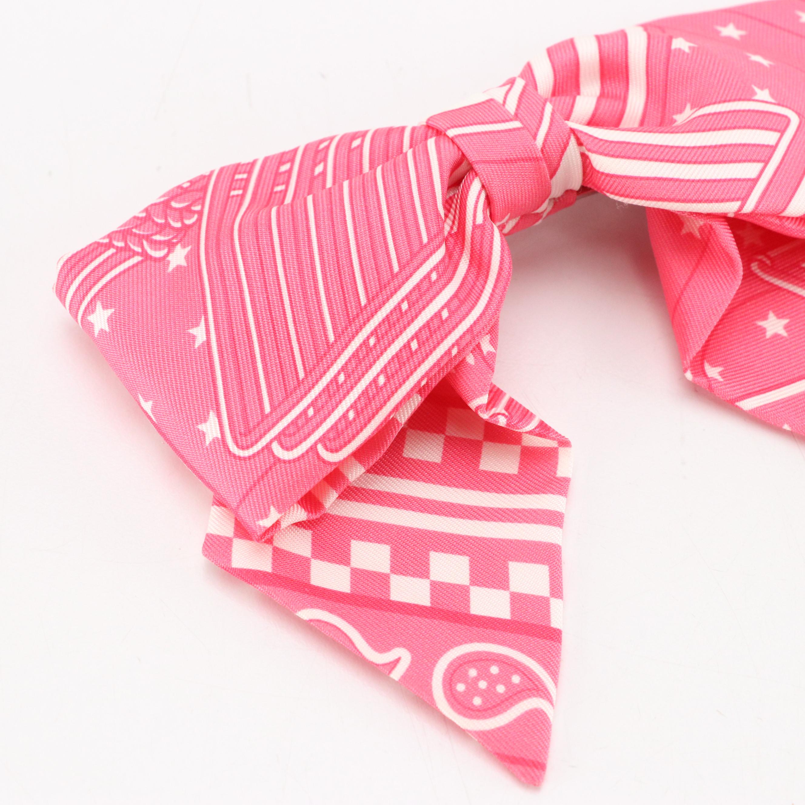 Hermès "Sangles en Zigzag Bandana" Silk Twill Grenelle PM Hair Clip with Box