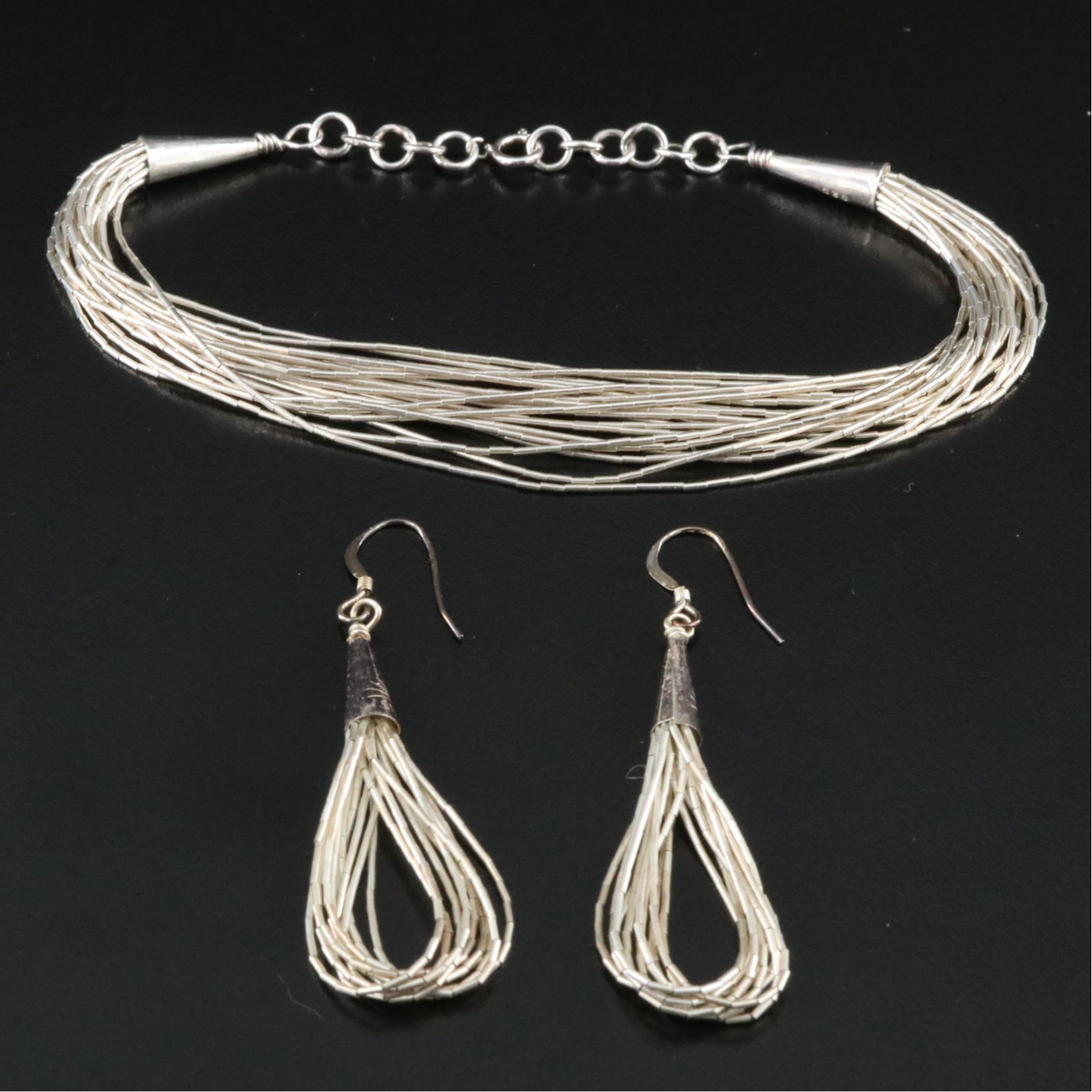 Sterling Liquid Silver Bracelet and Earrings