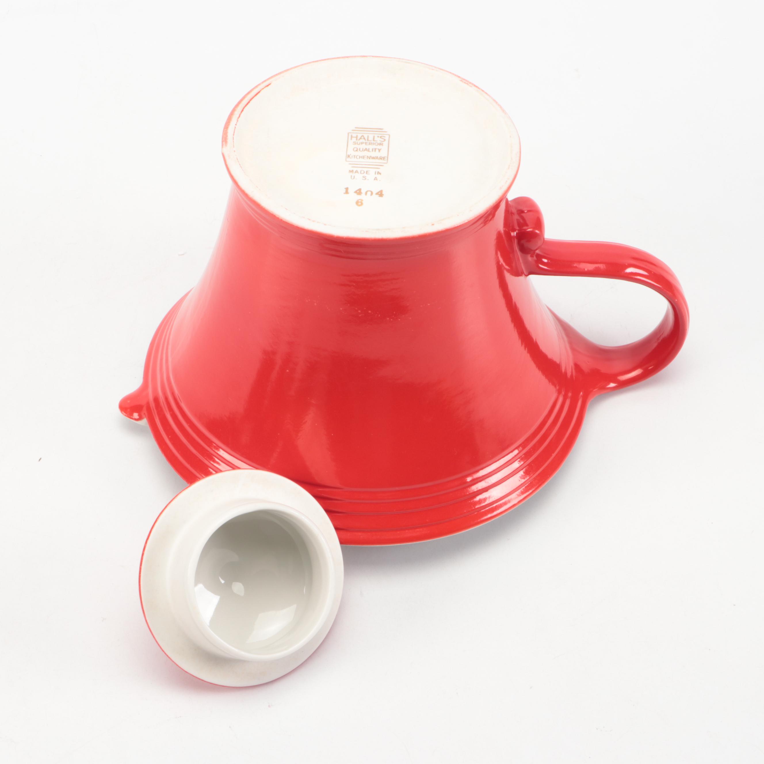 Mid Century Modern Style Ceramic Teapot with Tomato and Strawberry Glass Boxes