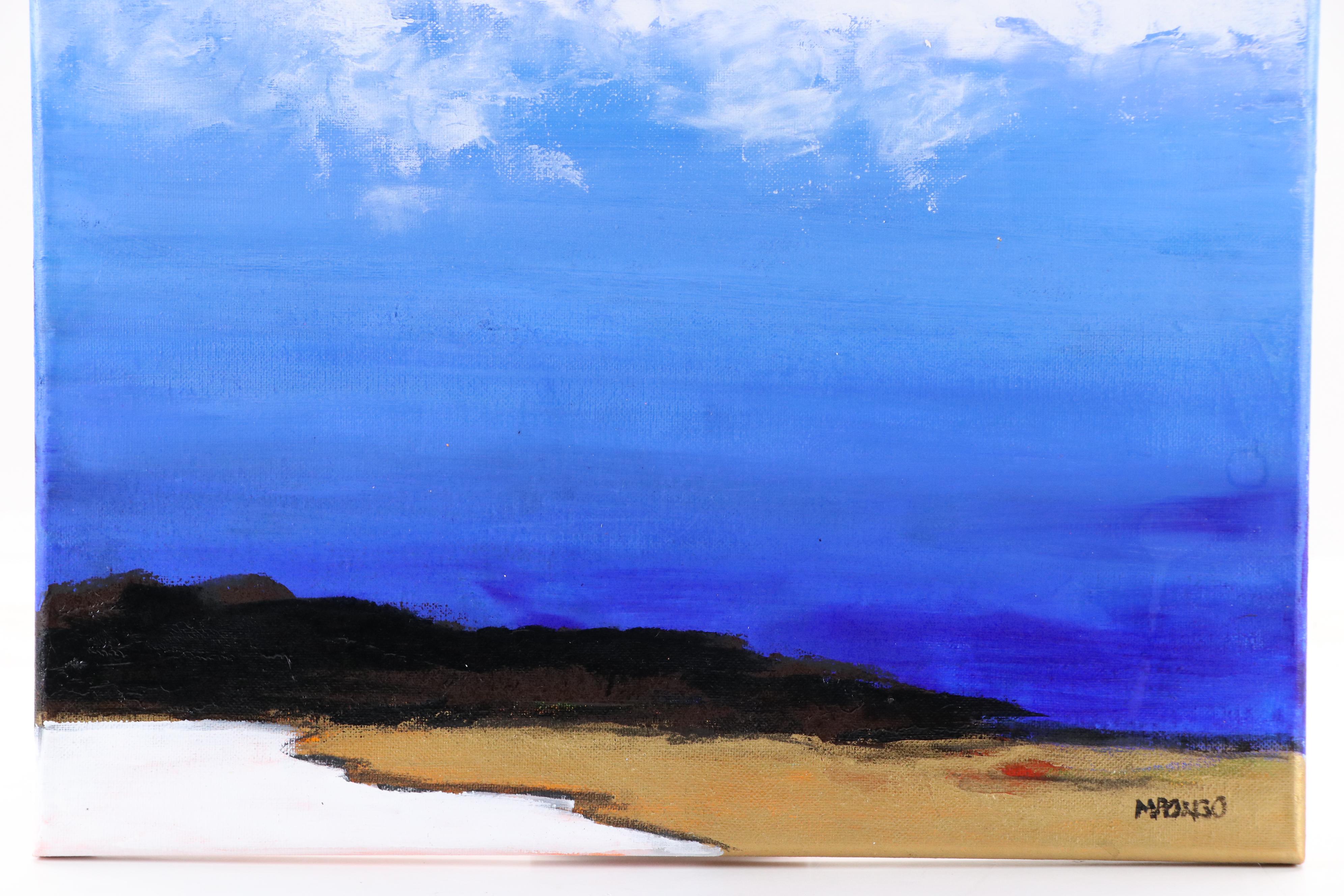 Milagros Pongo Stylized Landscape Mixed Media Painting "The Island," 2025