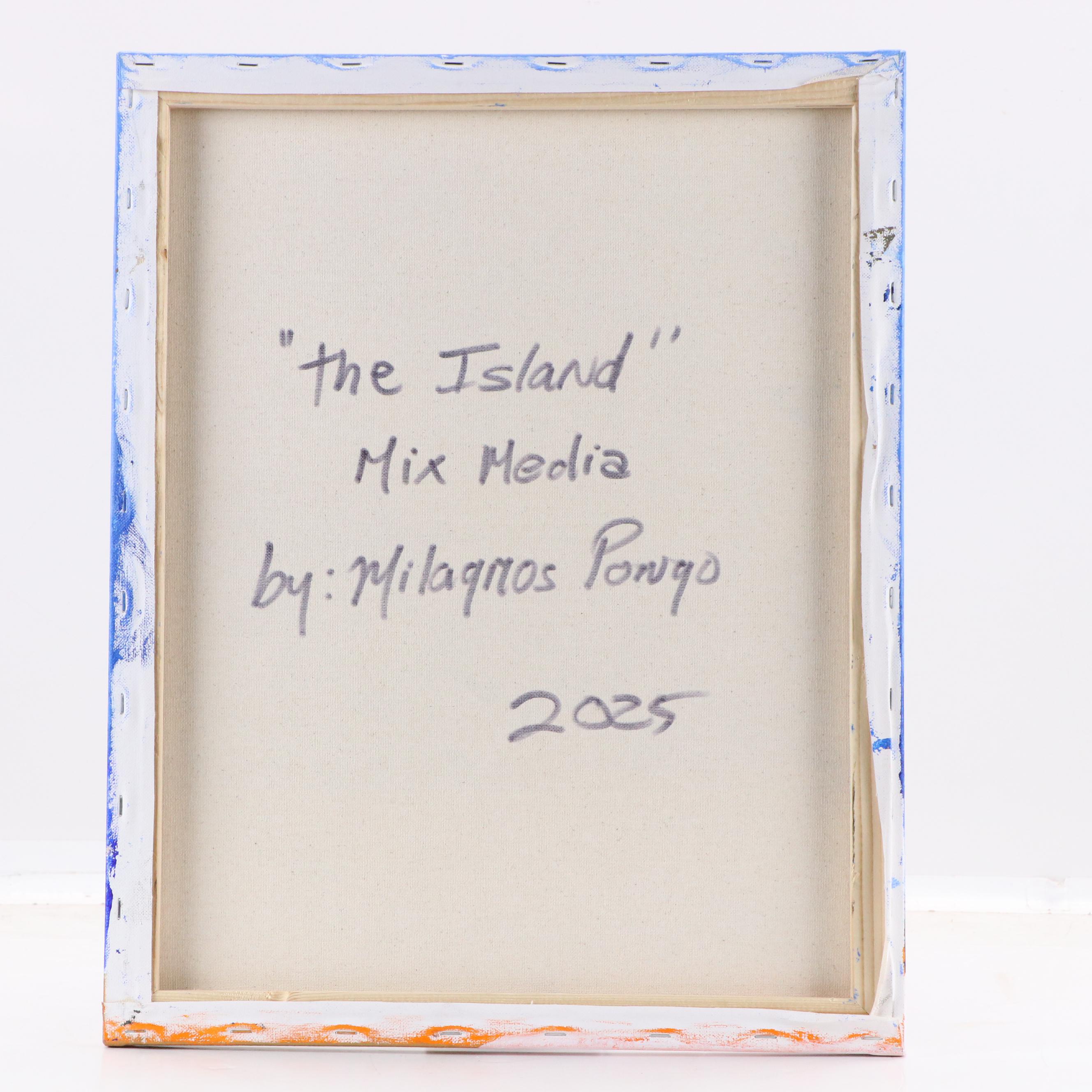 Milagros Pongo Stylized Landscape Mixed Media Painting "The Island," 2025