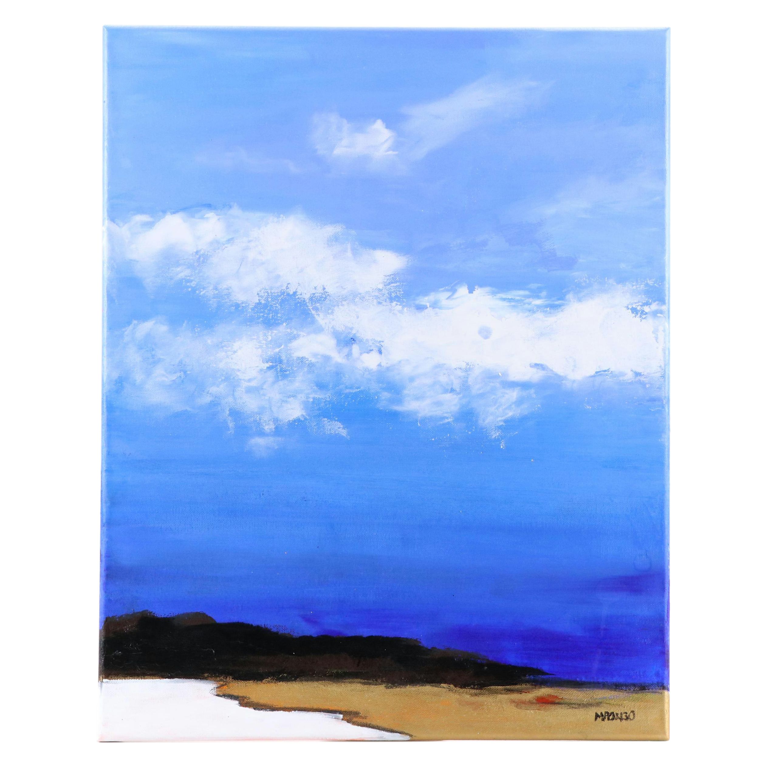 Milagros Pongo Stylized Landscape Mixed Media Painting "The Island," 2025