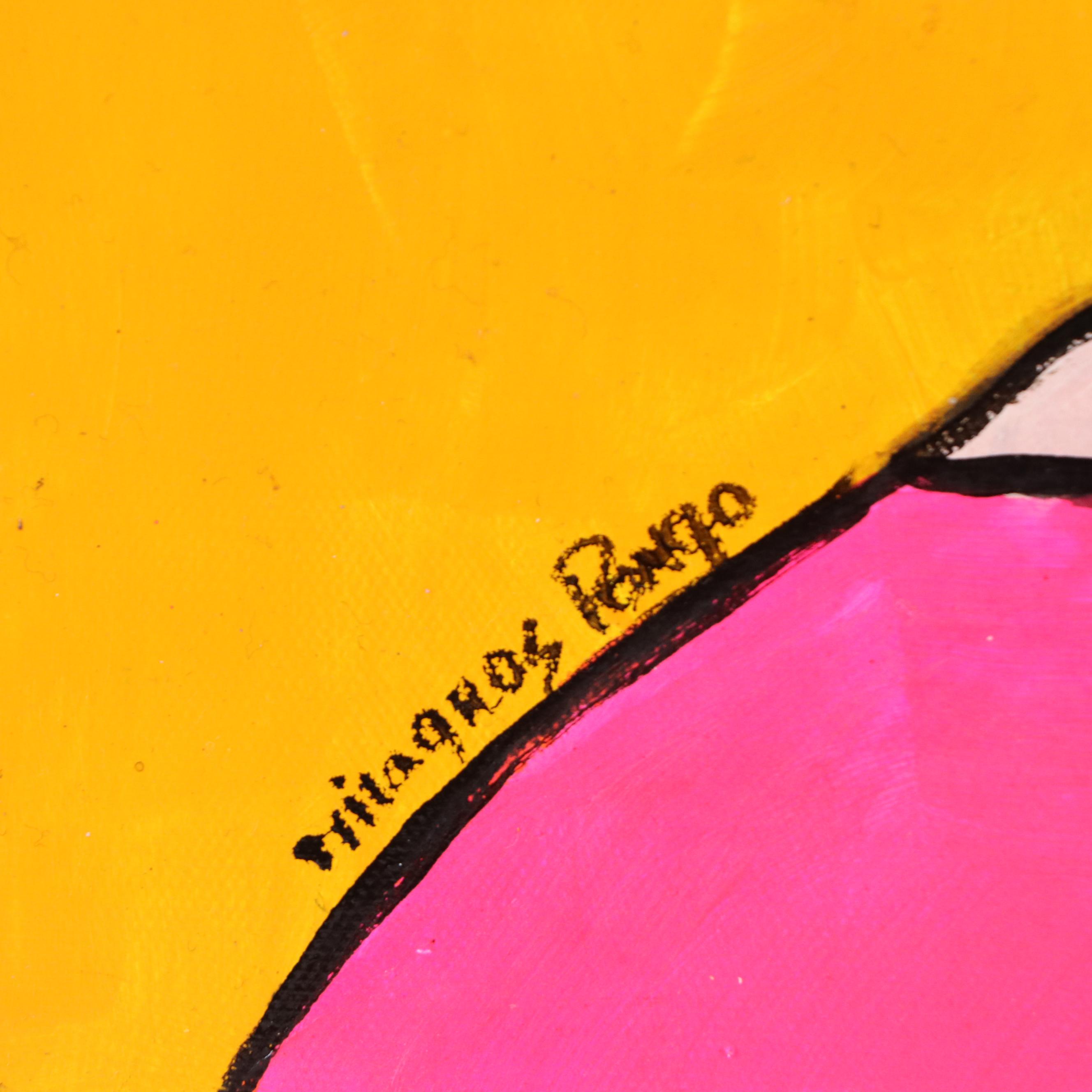 Milagros Pongo Stylized Mixed Media Portrait of Frida Kahlo "Frida (Collection)"