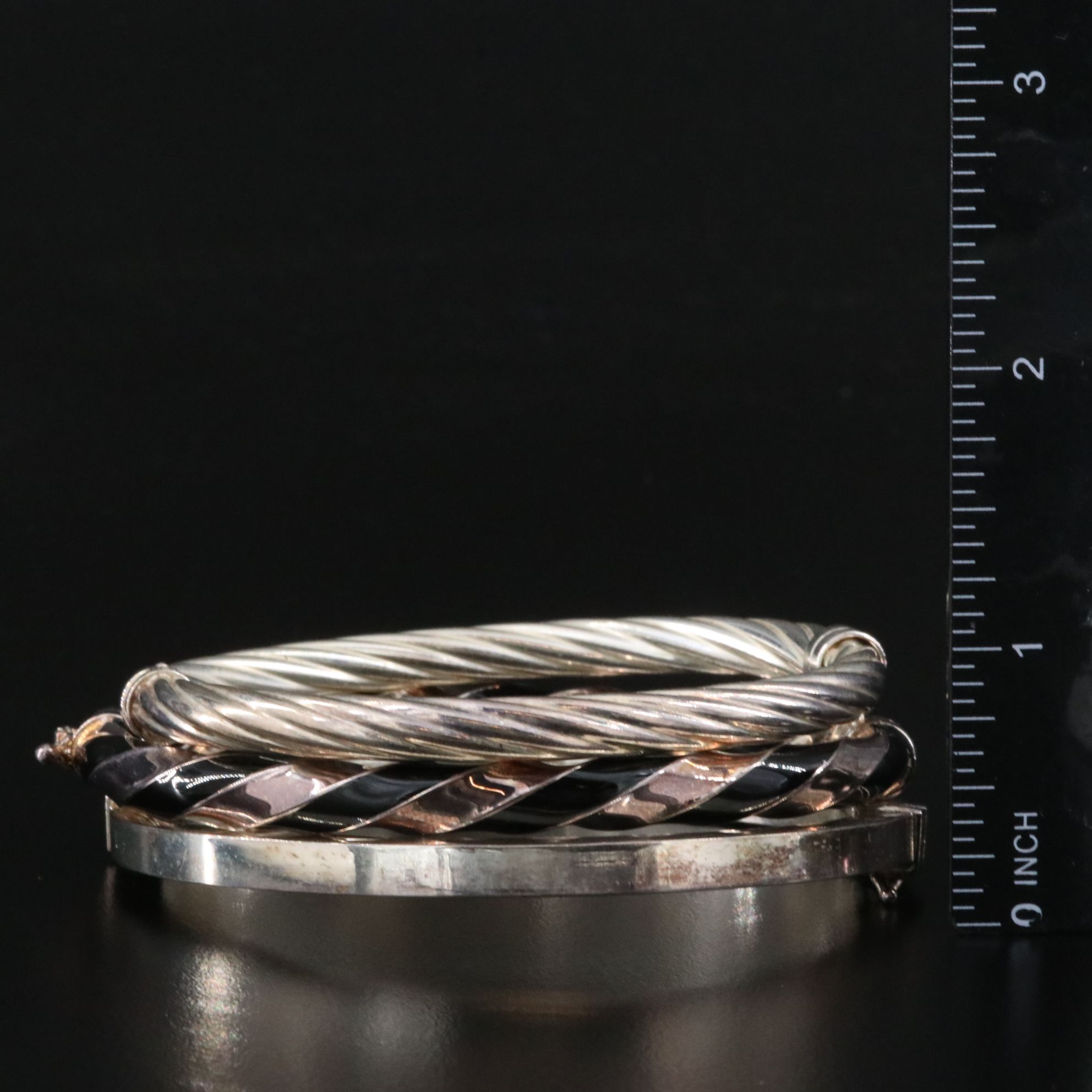 Sterling Hinged Bangles Including Enamel