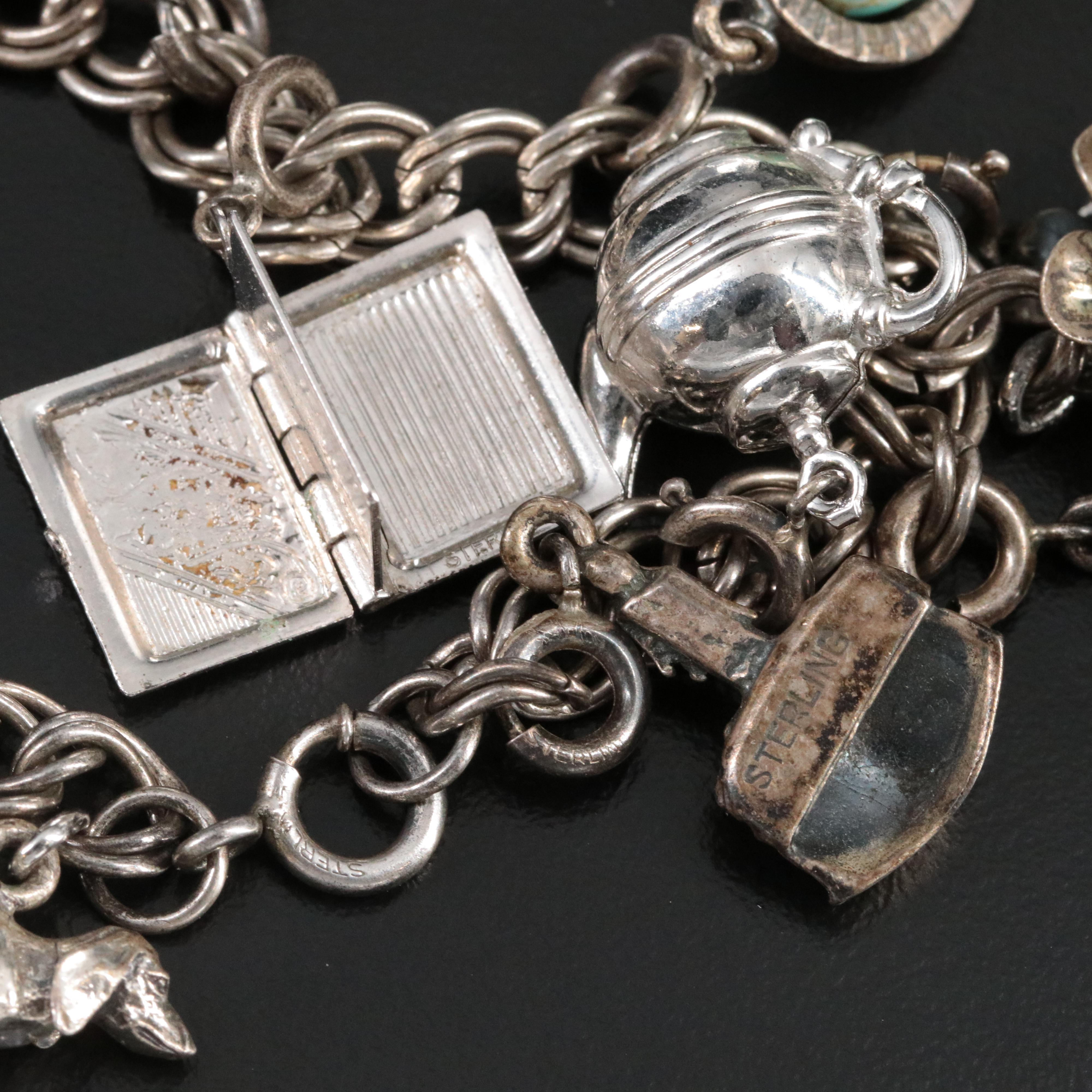 Vintage Charm Bracelet Including Sterling and Mustard Seed