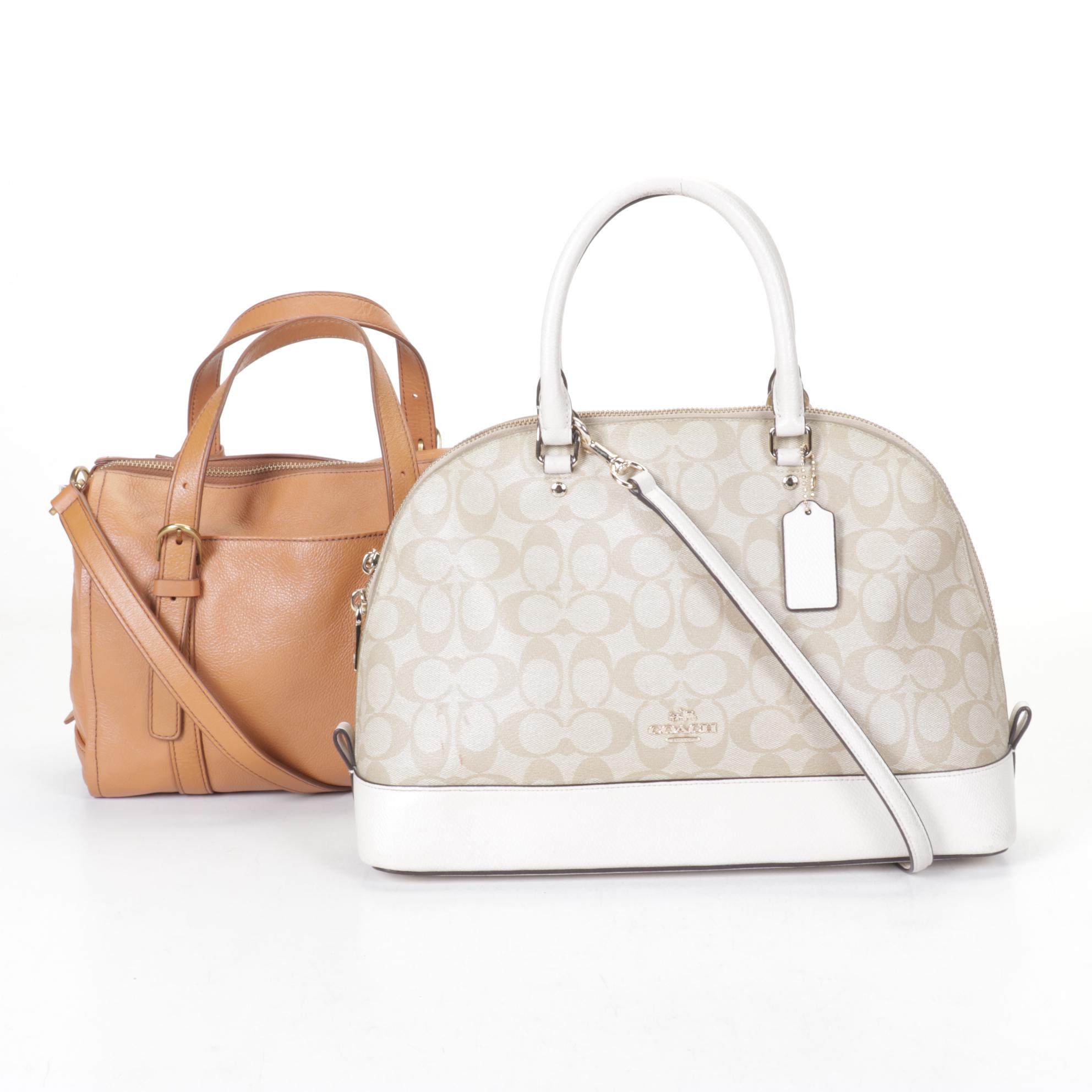 Coach Sierra Coated Canvas & Leather Satchel with Fossil Carlie Satchel
