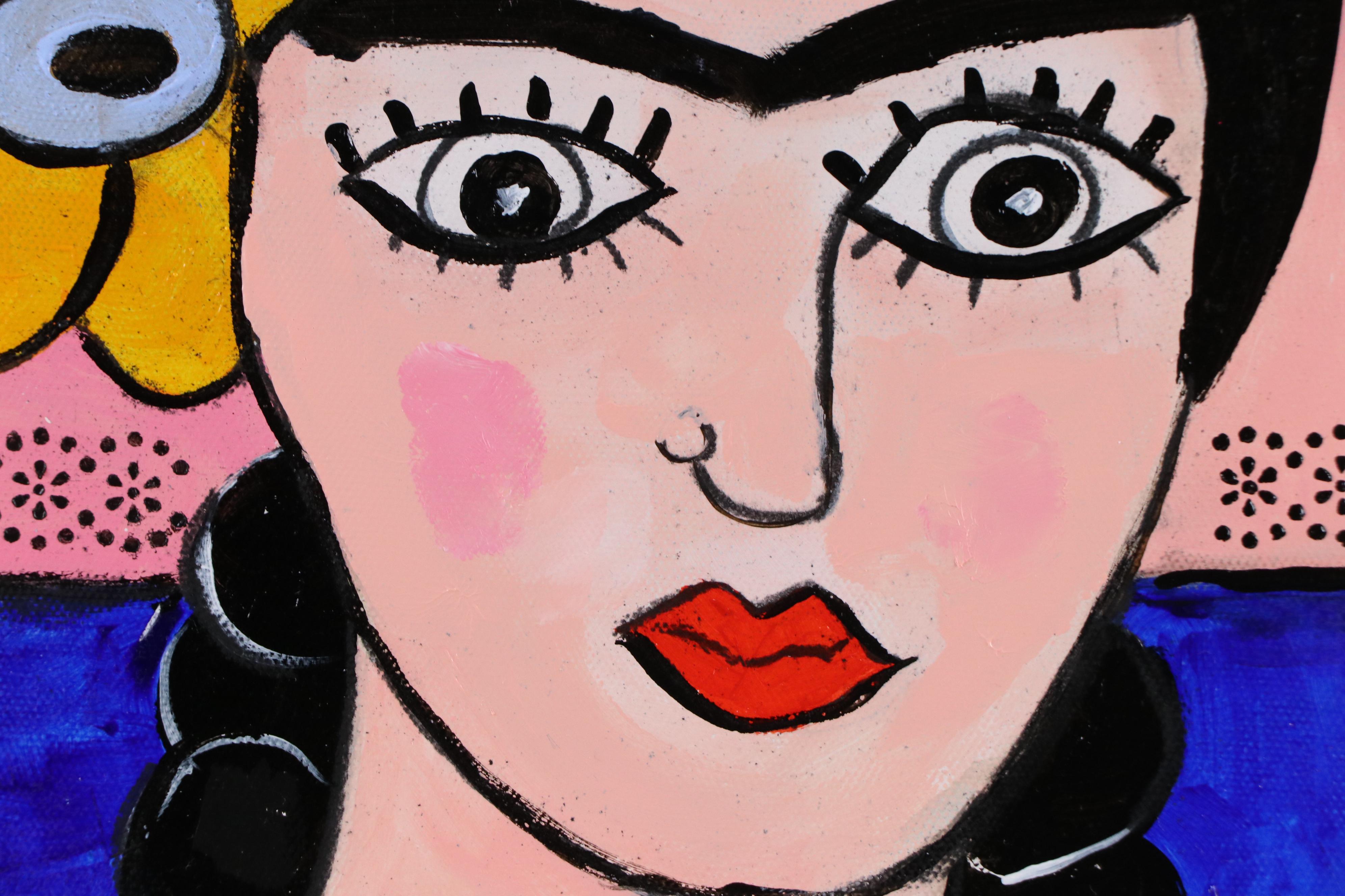 Milagros Pongo Stylized Mixed Media Portrait of Frida Kahlo, 2024