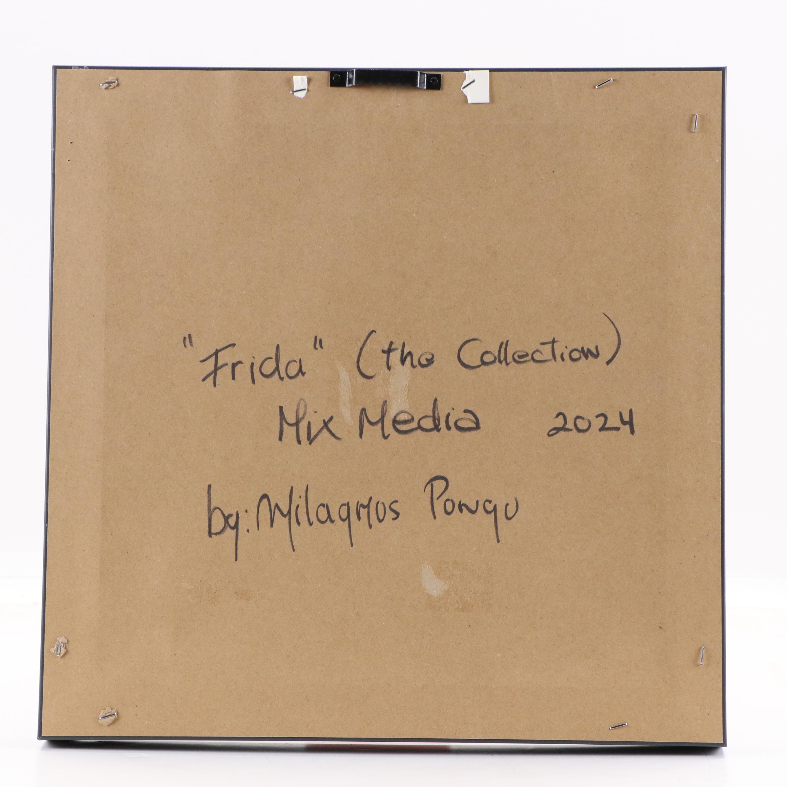 Milagros Pongo Stylized Mixed Media Portrait of Frida Kahlo, 2024