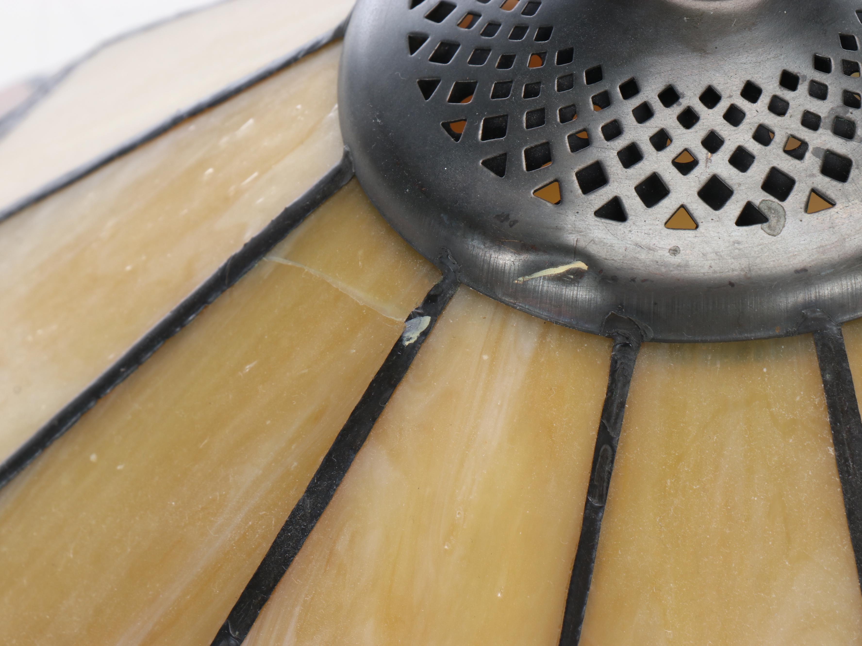 Art Nouveau Style Metal and Slag Glass Table Lamp