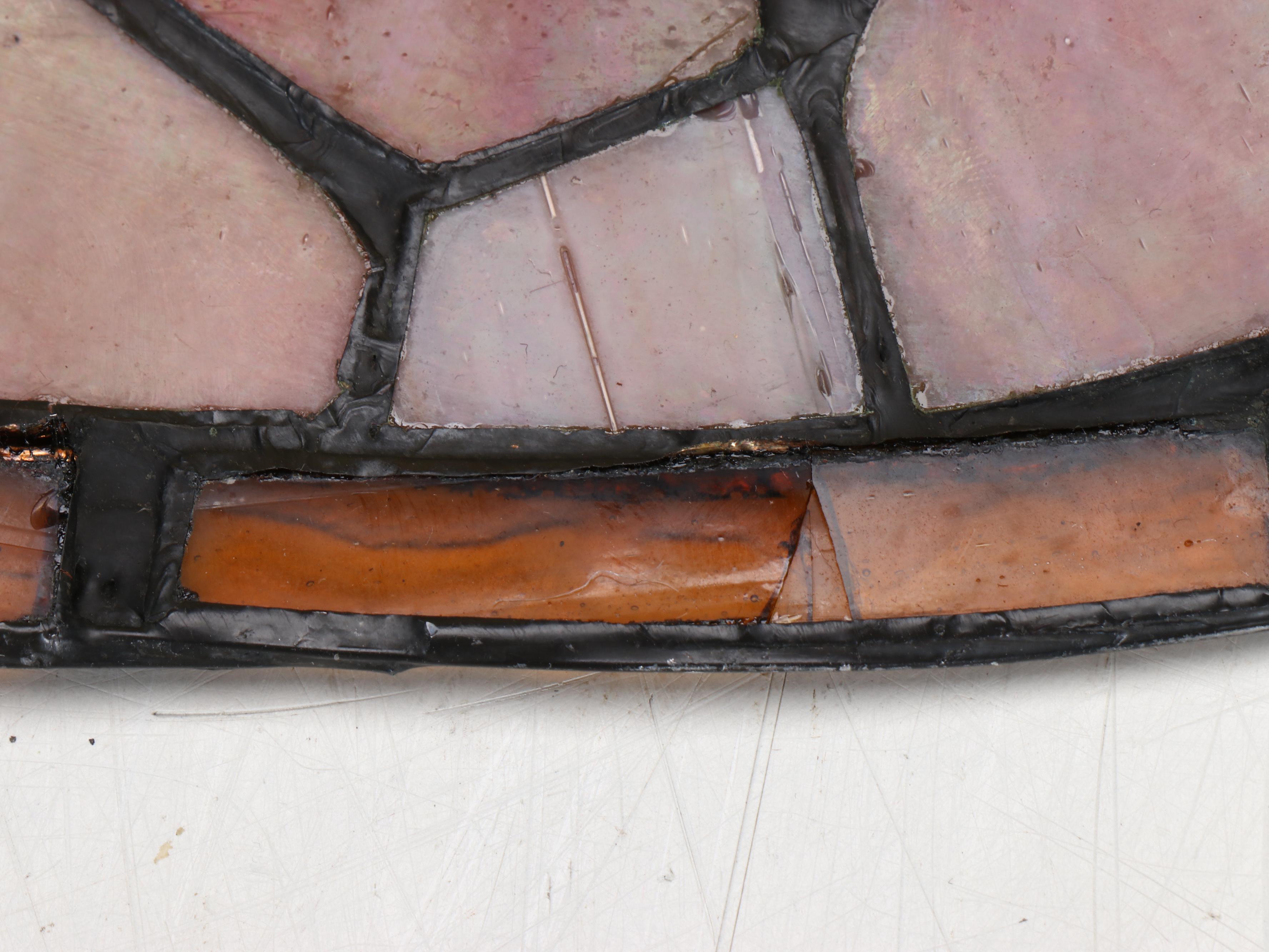 Art Nouveau Style Metal and Slag Glass Table Lamp