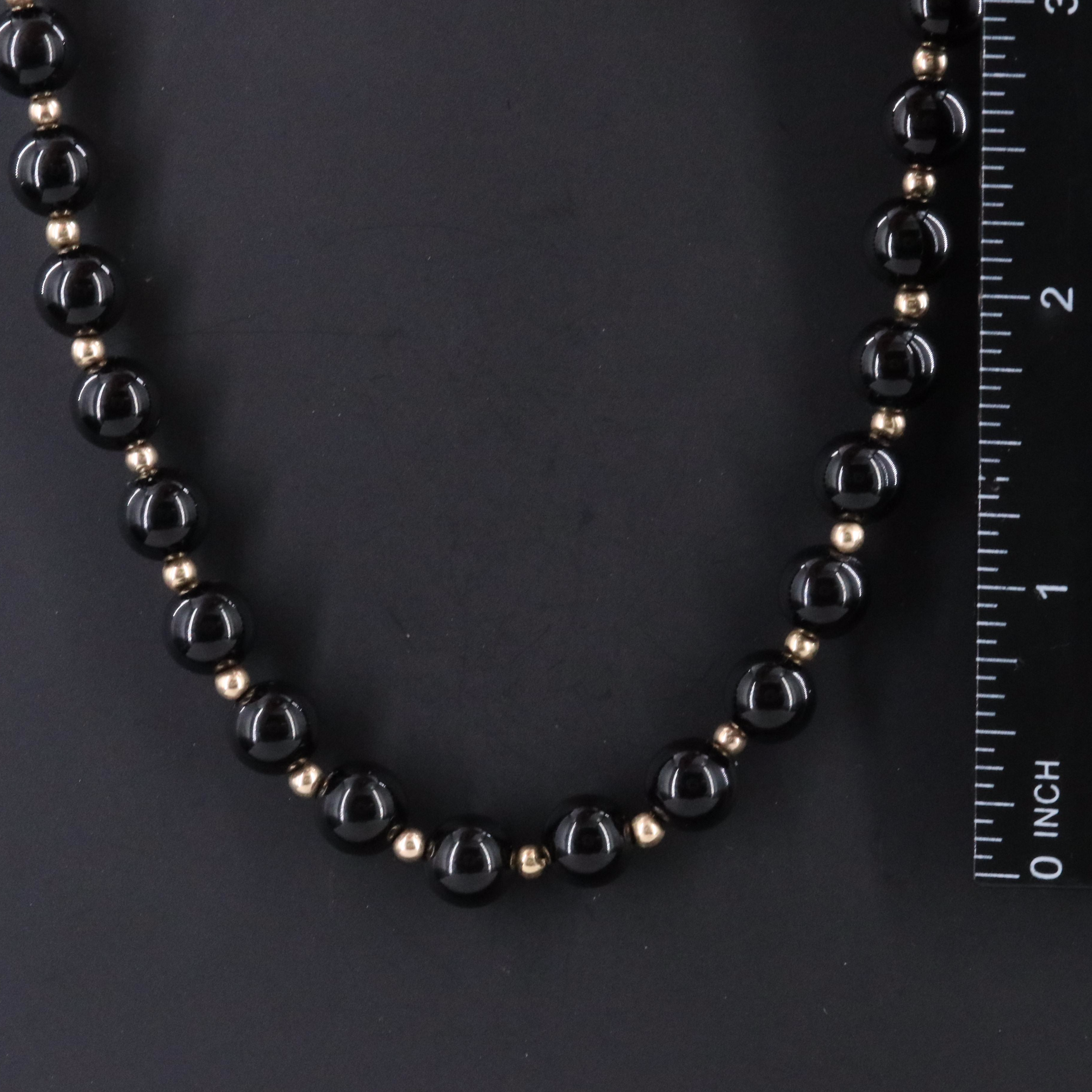 14K Black Onyx Bead Necklace