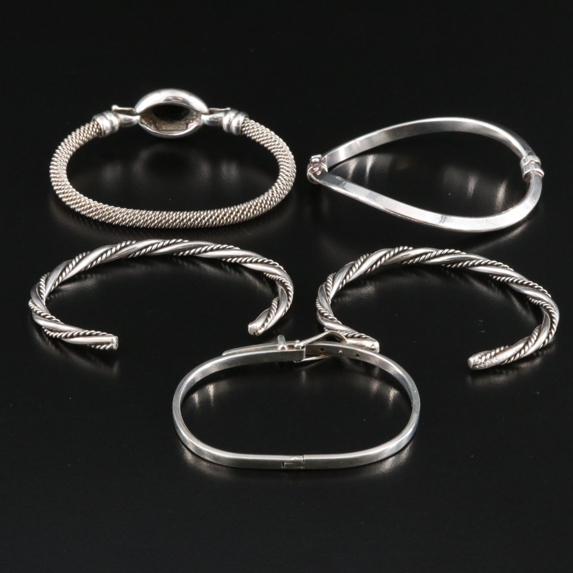 Sterling Bangle and Cuff Collection Including Black Onyx and Joseph Esposito