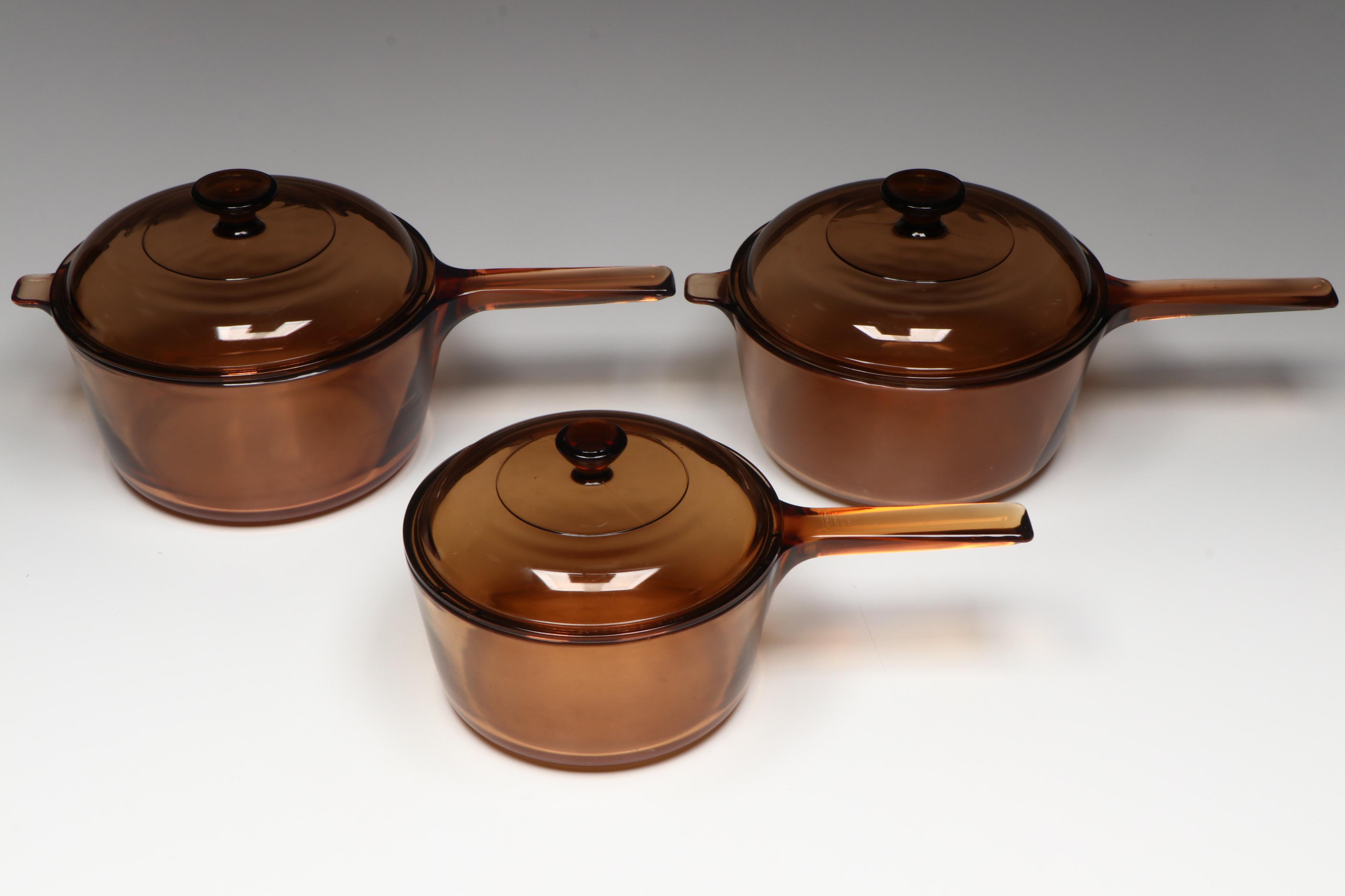 Vintage Corning Vision Glass Pots