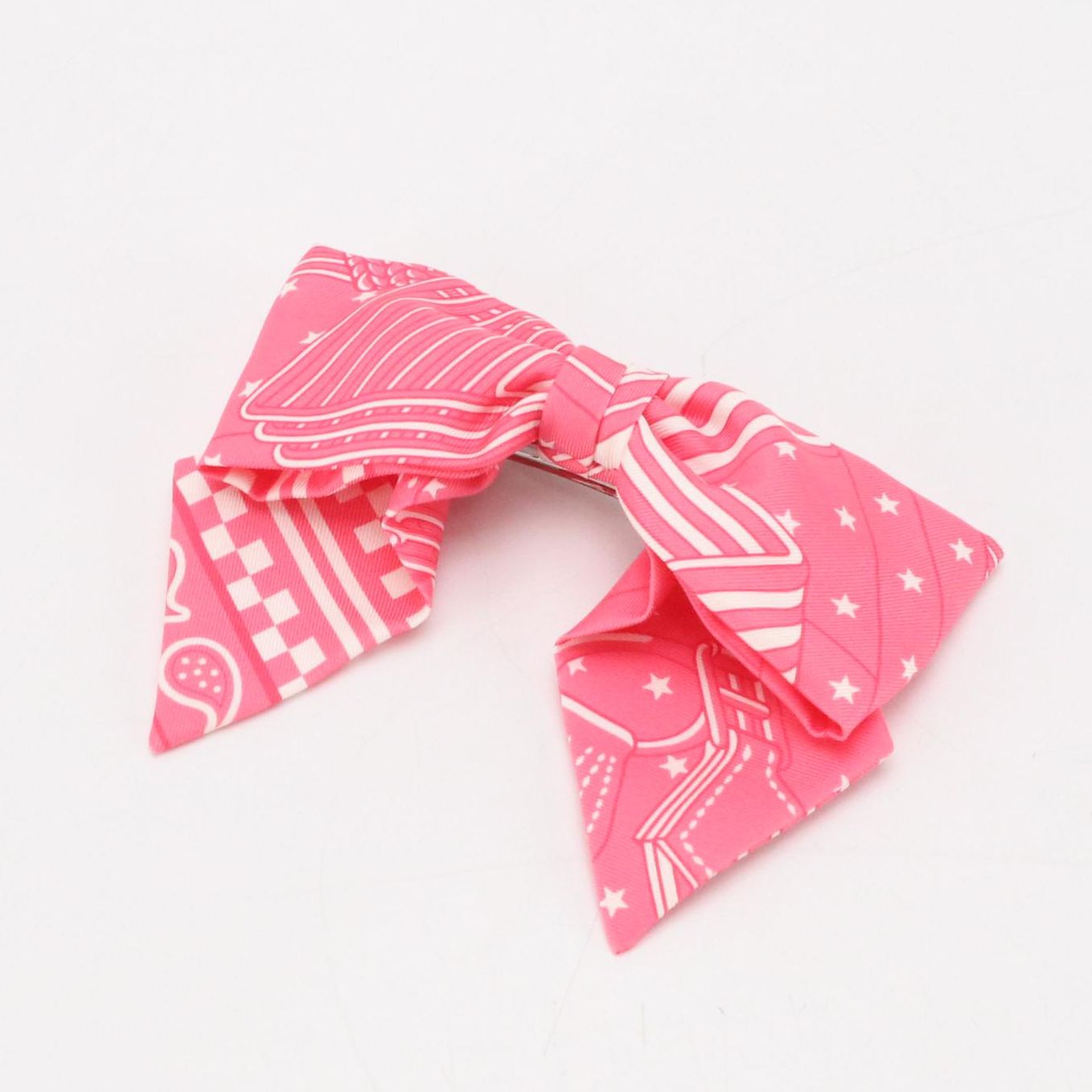 Hermès "Sangles en Zigzag Bandana" Silk Twill Grenelle PM Hair Clip with Box