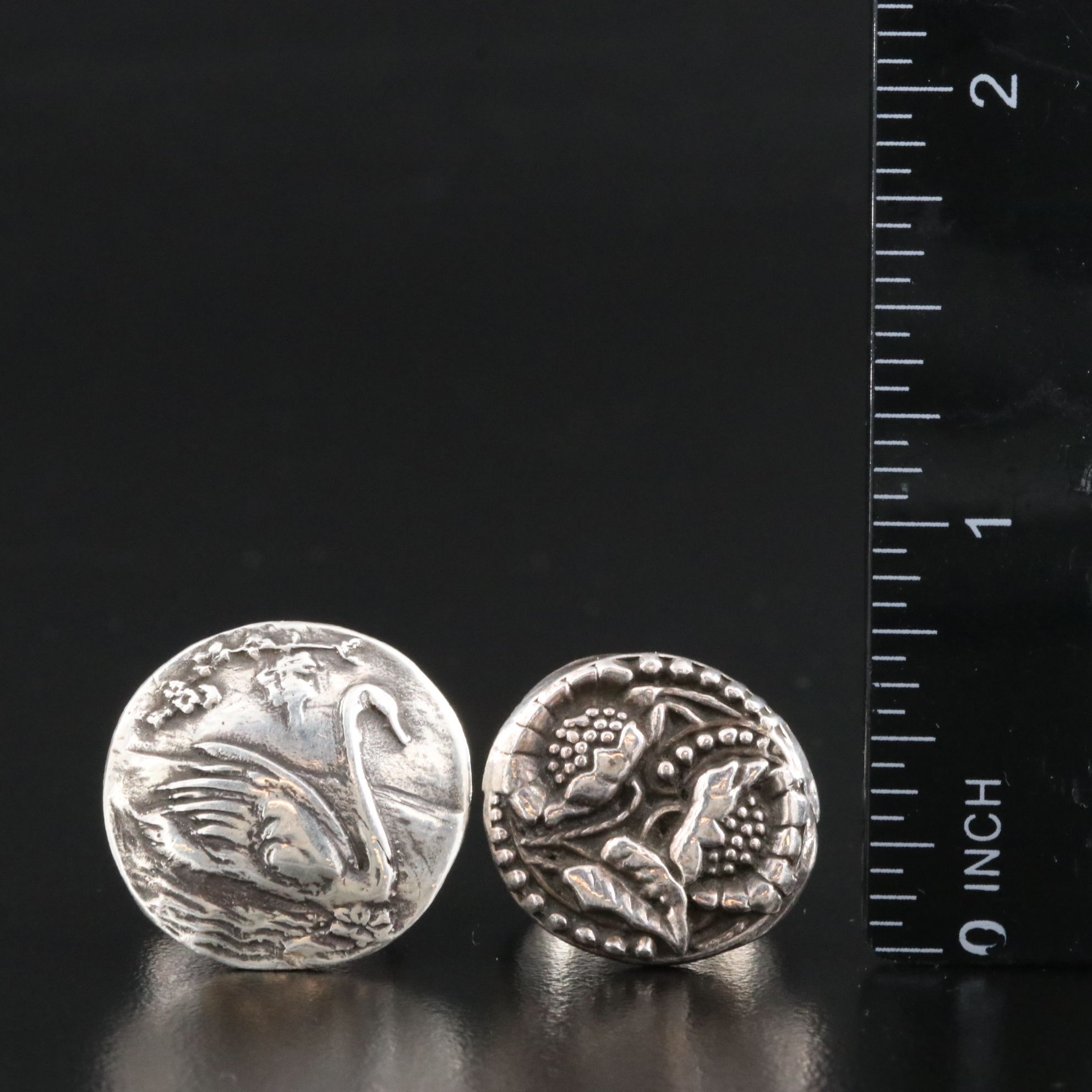 Fine Silver Floral and Swan Rings