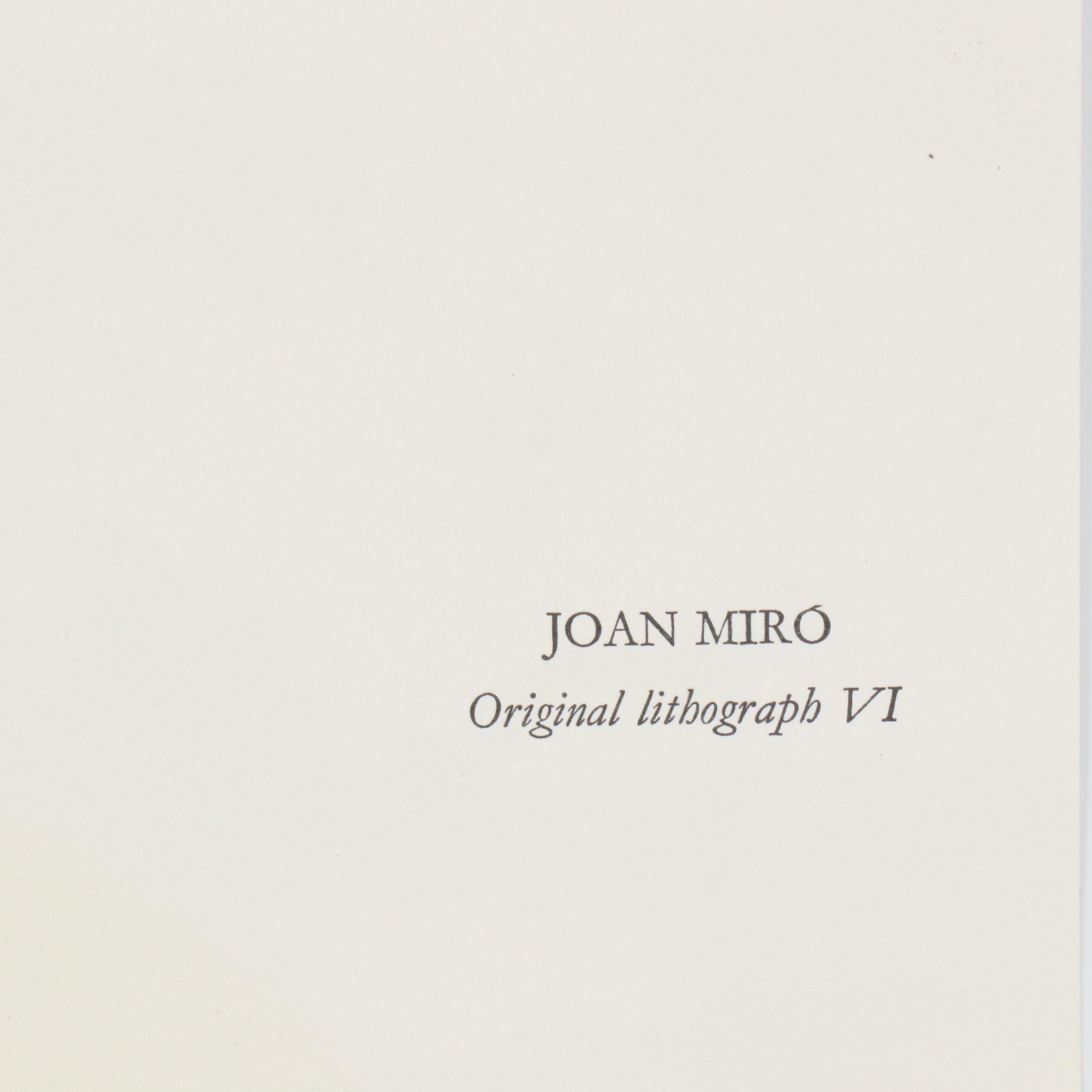 Joan Miró Double Page Color Lithograph "Original Lithograph VI," 1975