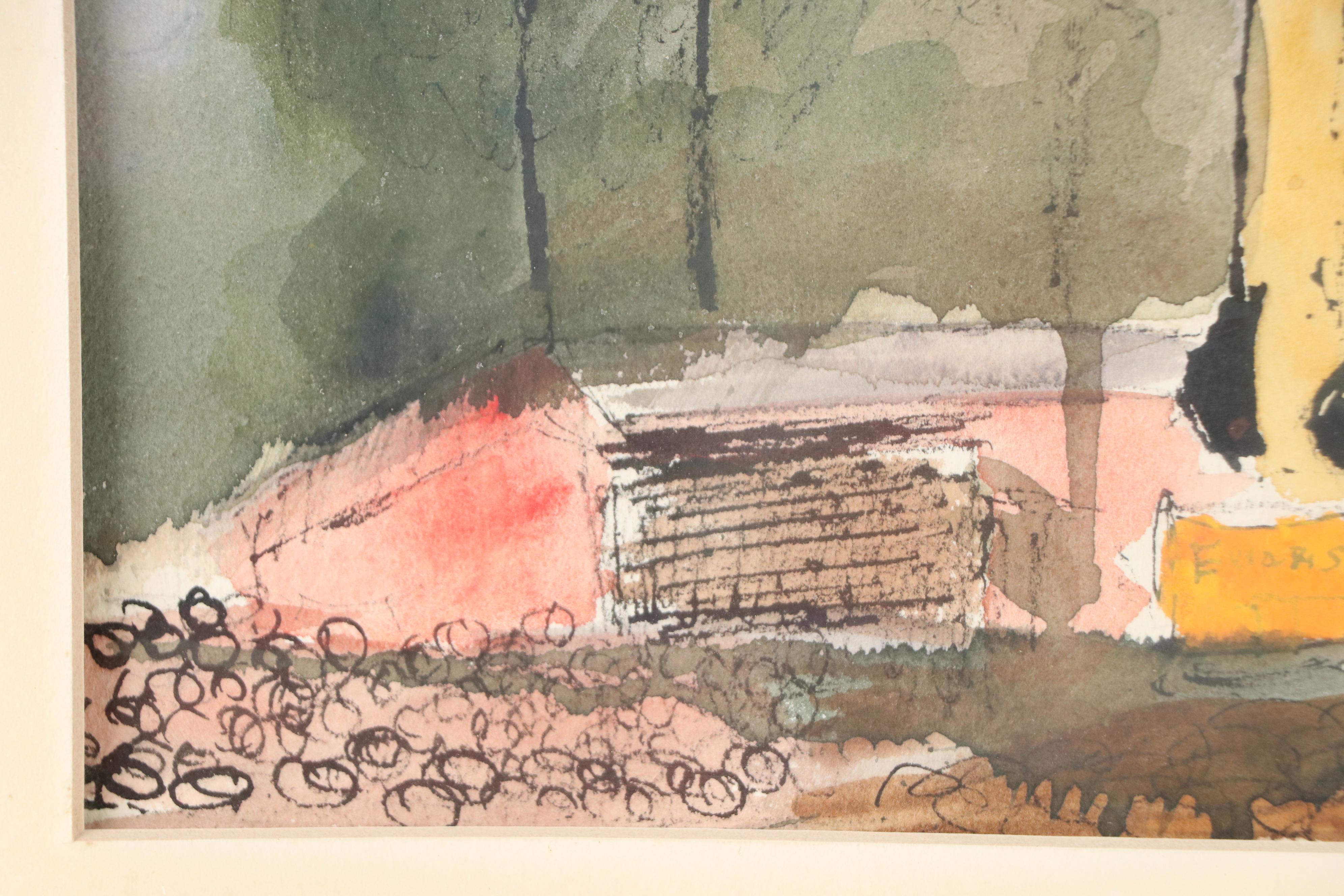 Virginia Price Fry Industrial Landscape Watercolor Painting, Late 20th Century