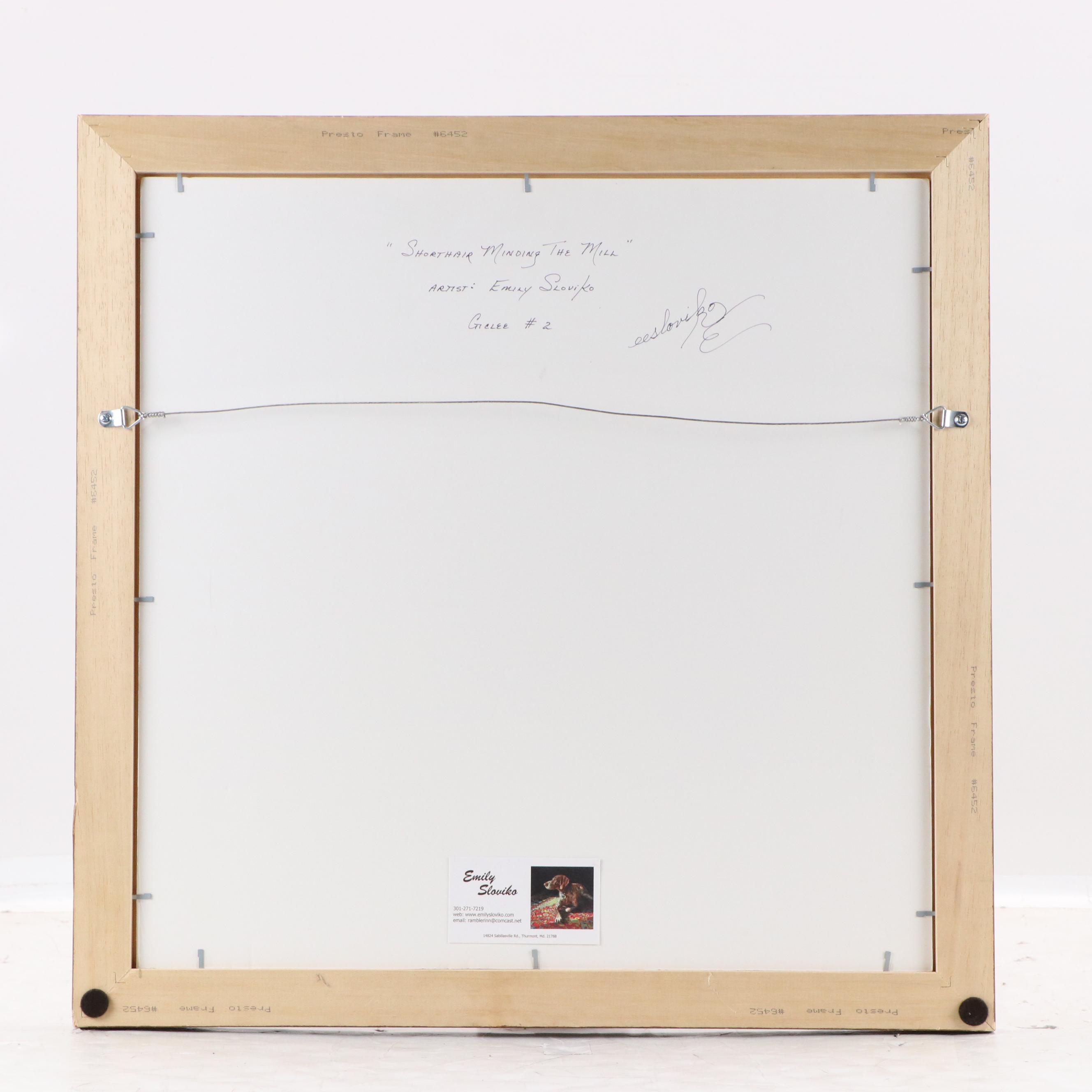 Emily Sloviko Giclée of a Dog "Shorthair Minding The Mill," 21st Century