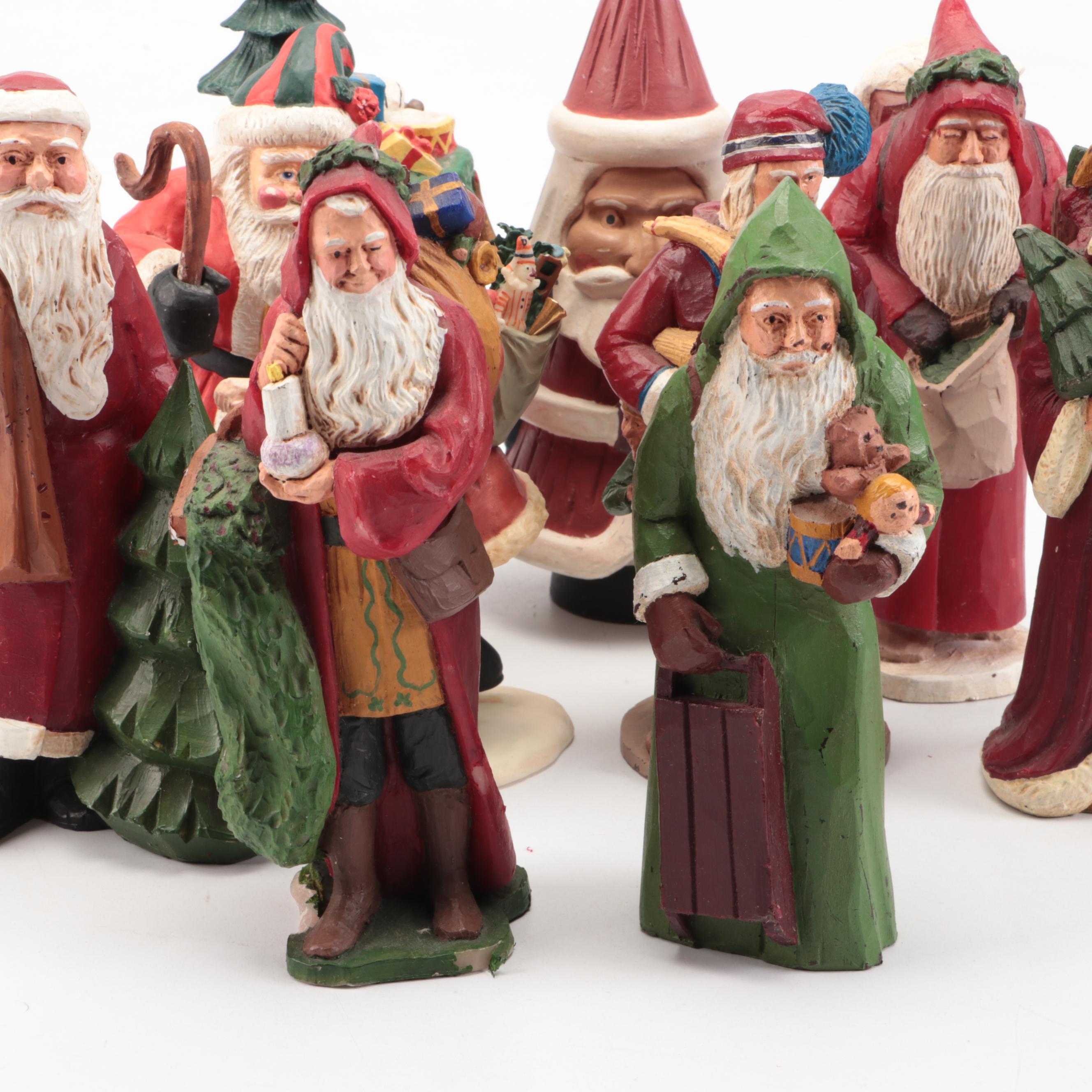 Collection of Rustic Style Santa Figures