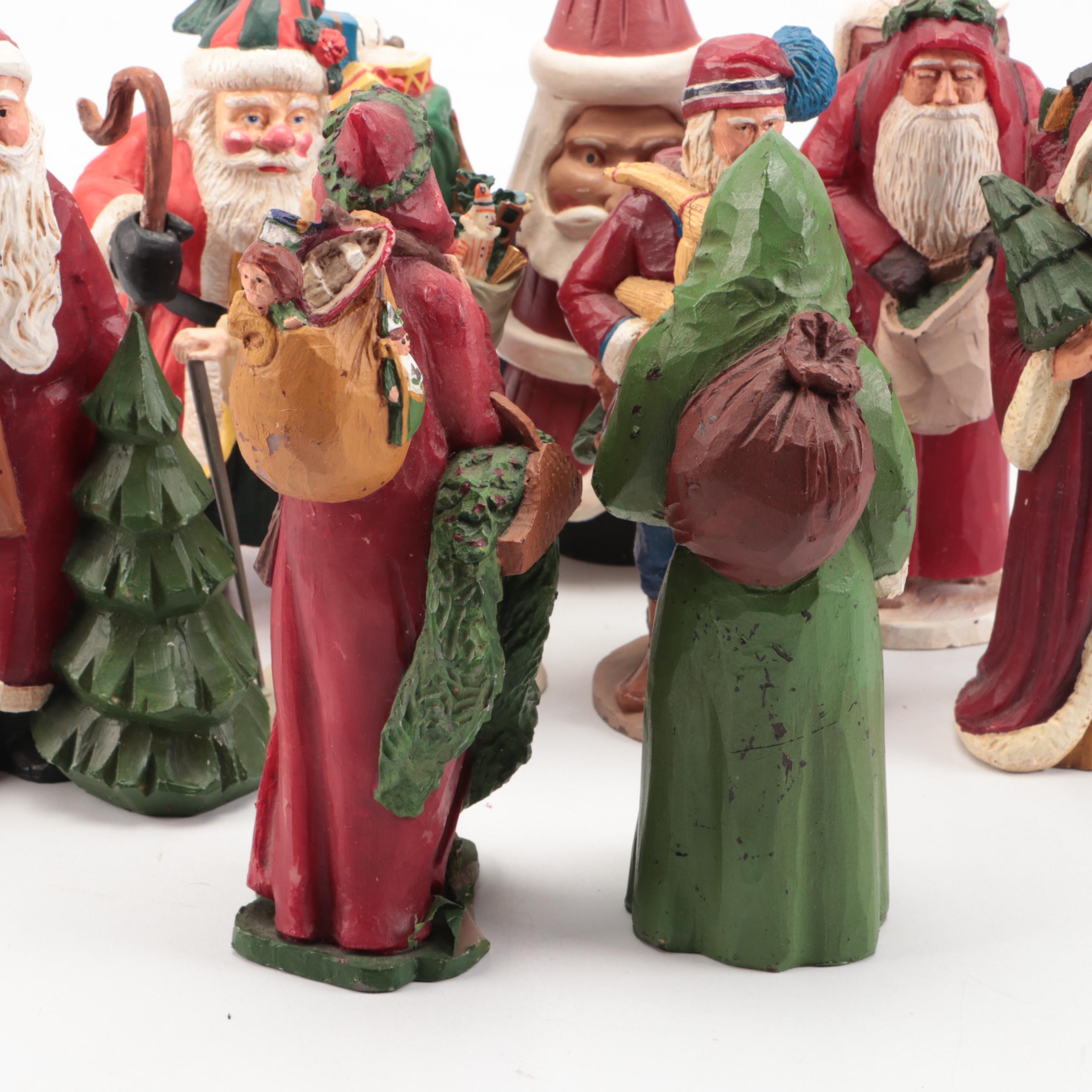 Collection of Rustic Style Santa Figures
