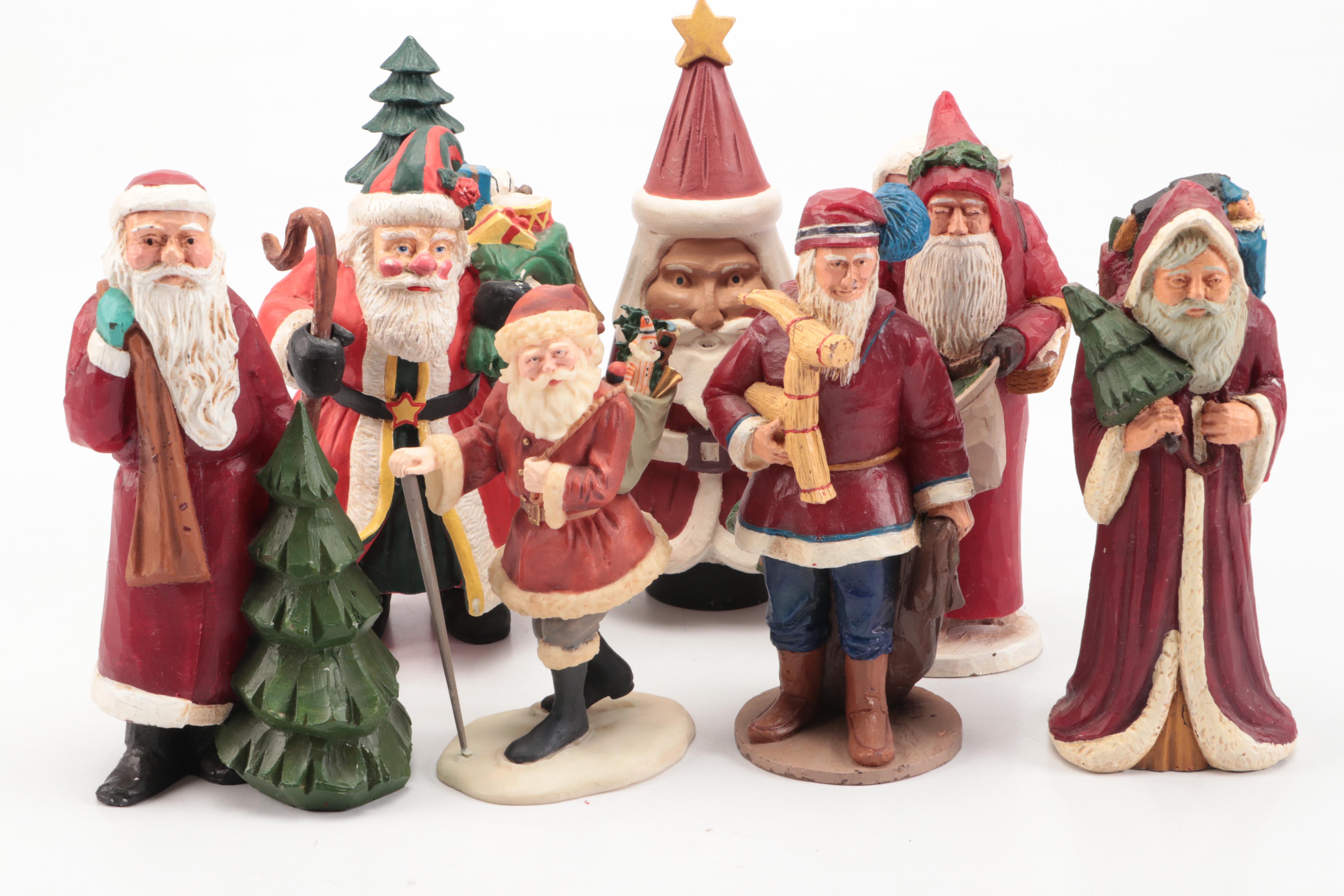 Collection of Rustic Style Santa Figures