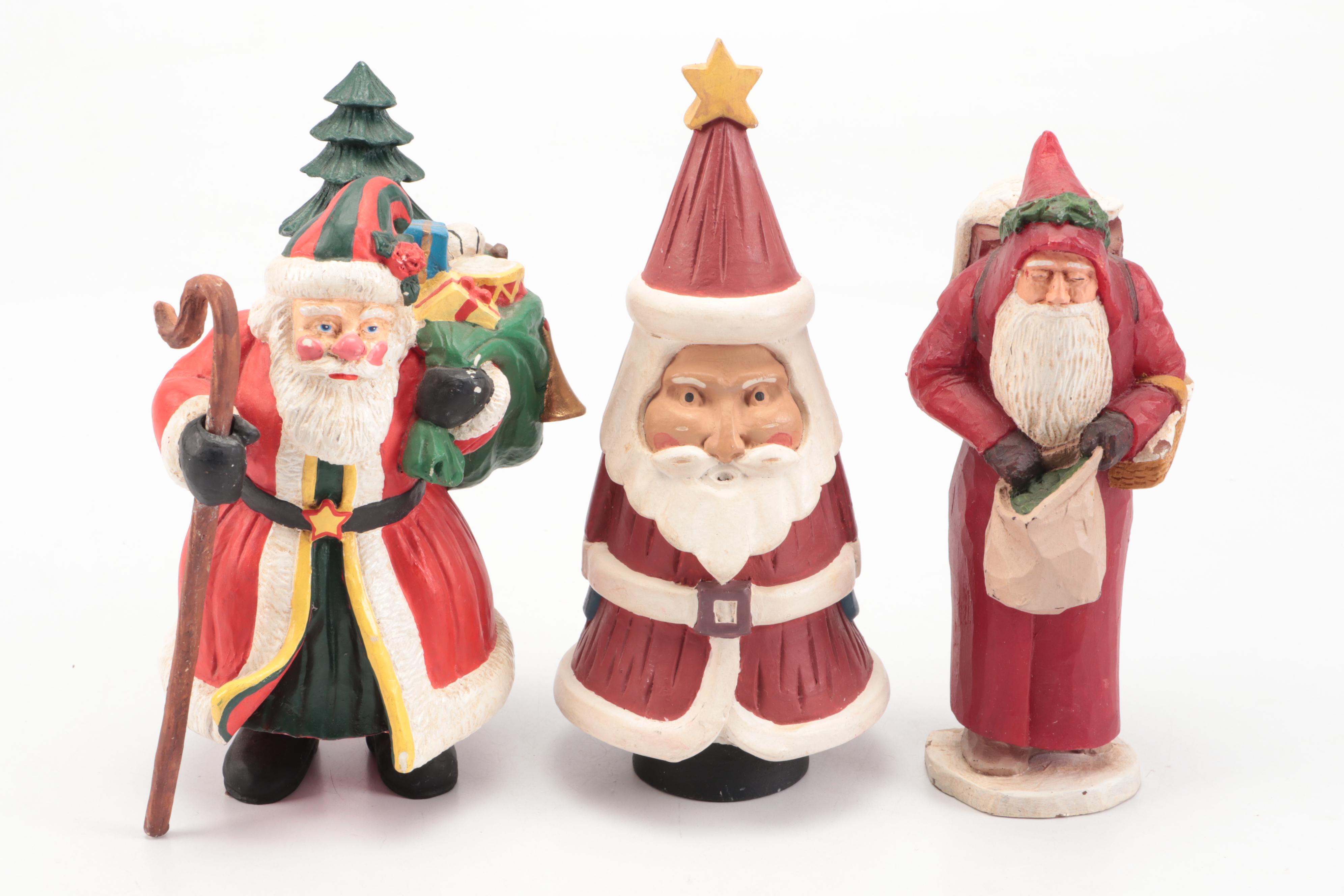 Collection of Rustic Style Santa Figures