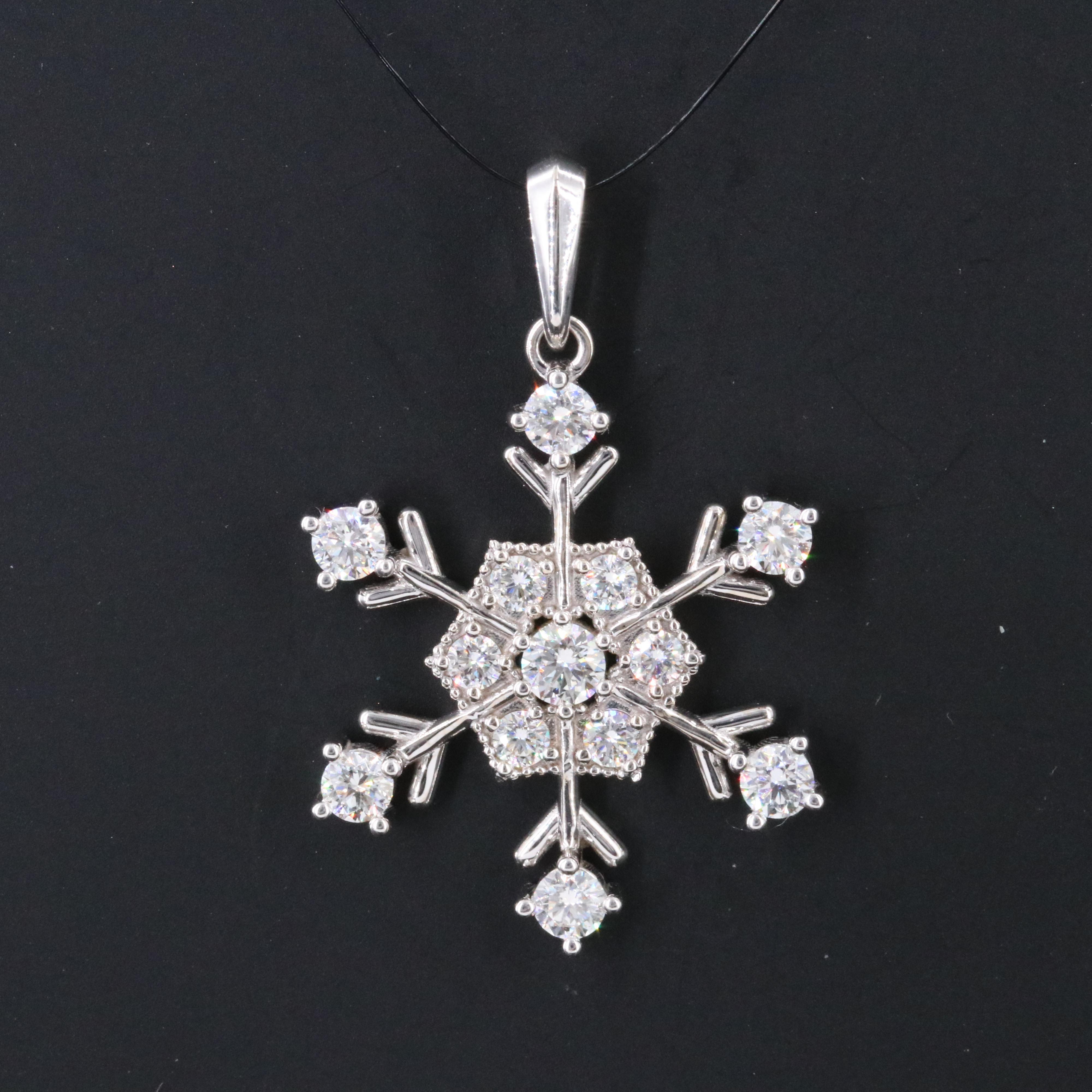 14K 1.55 CTW Diamond Snowflake Pendant