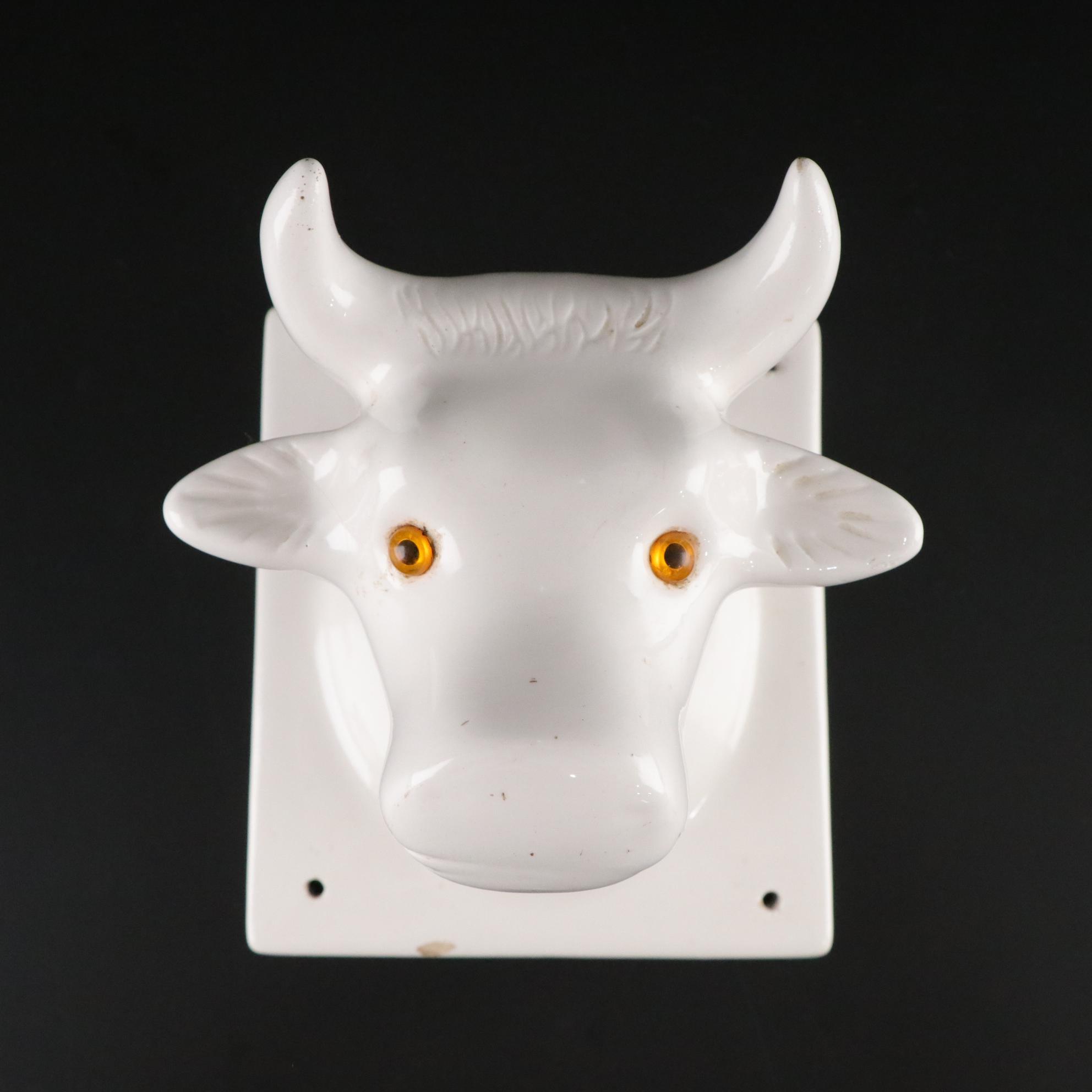 Ceramic Cow Towel & Apron Wall Hanger