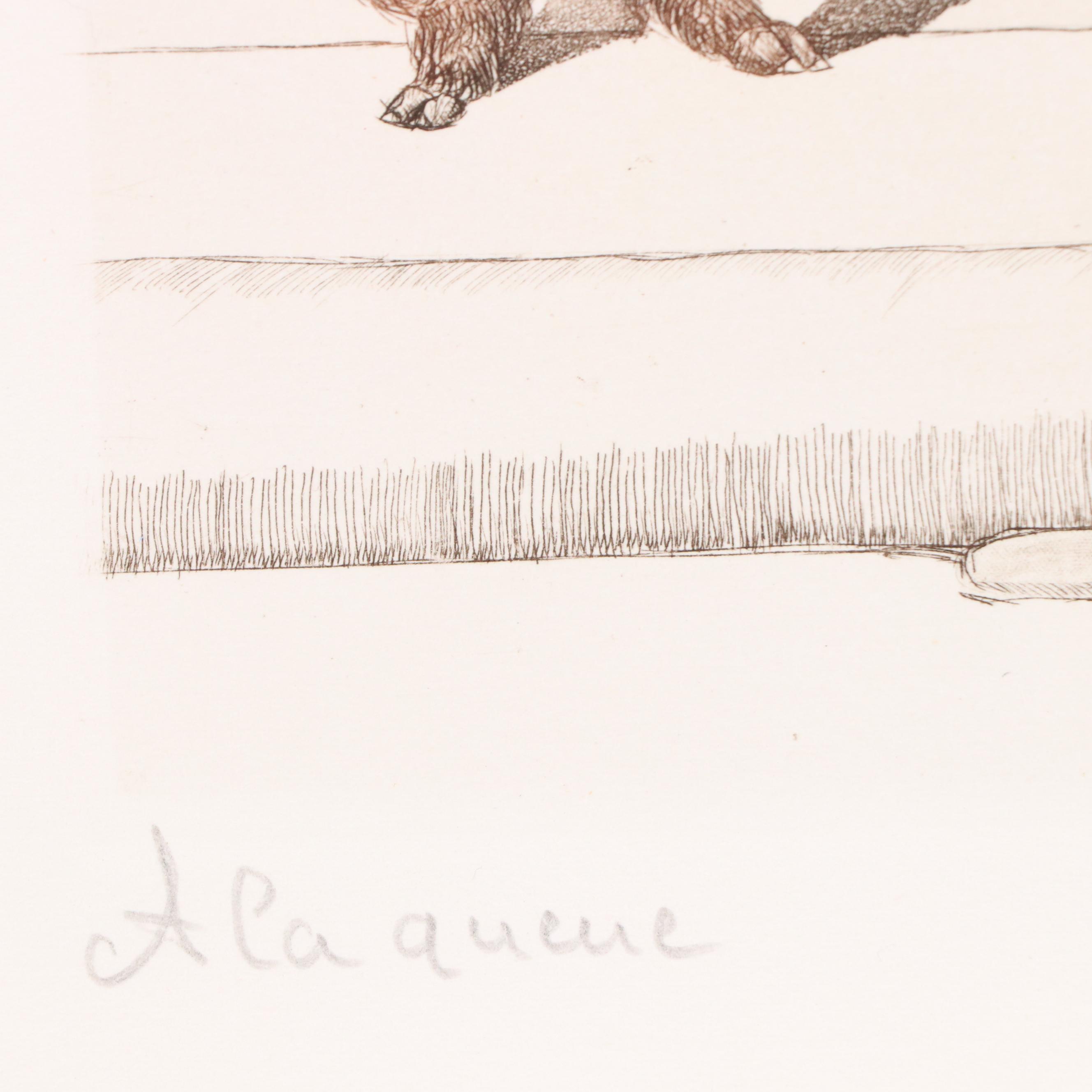 Boris O'Klein Hand-Colored Etching from "The Dirty Dogs of Paris" Series