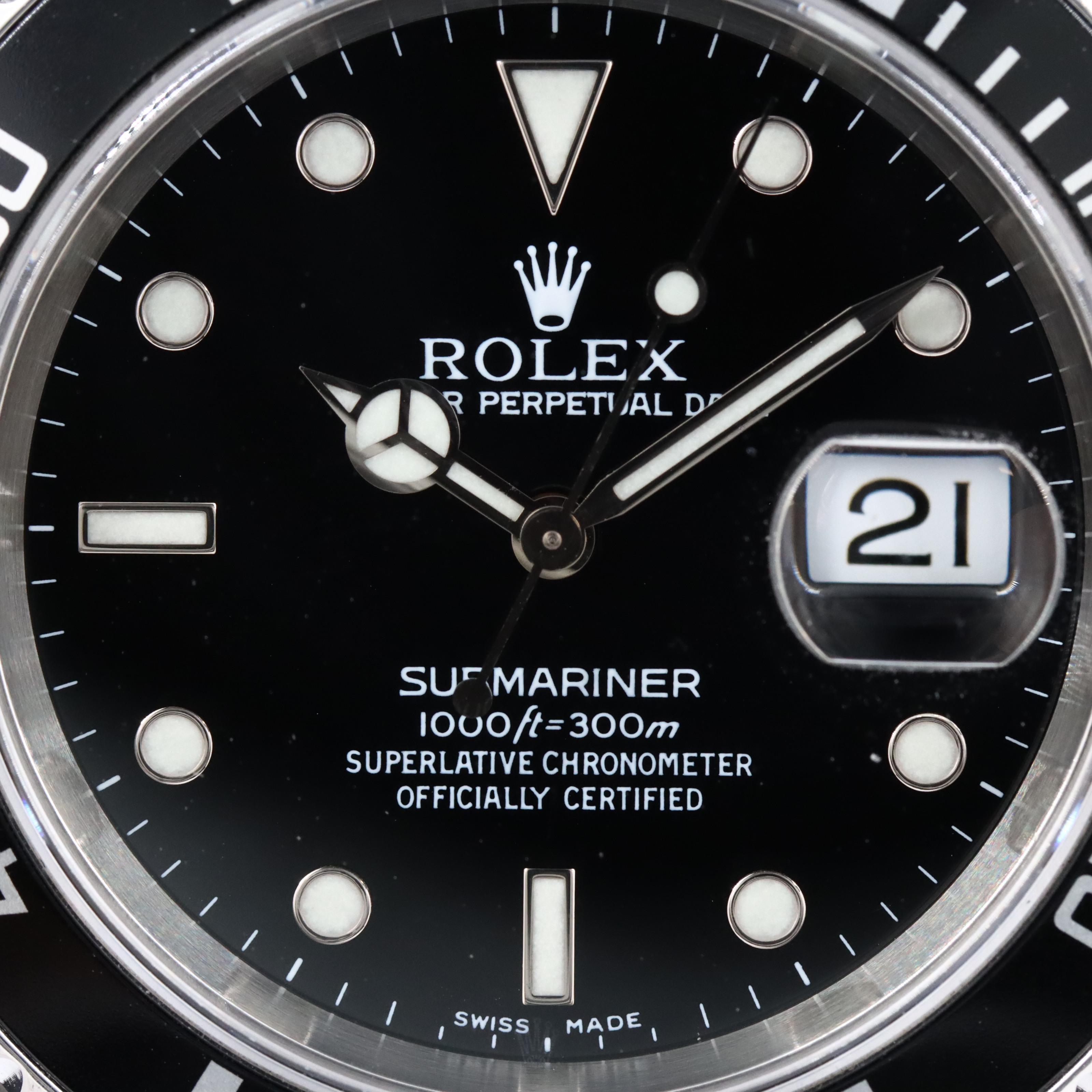 Rolex Submariner Date 16610 Black Steel Watch c.1999